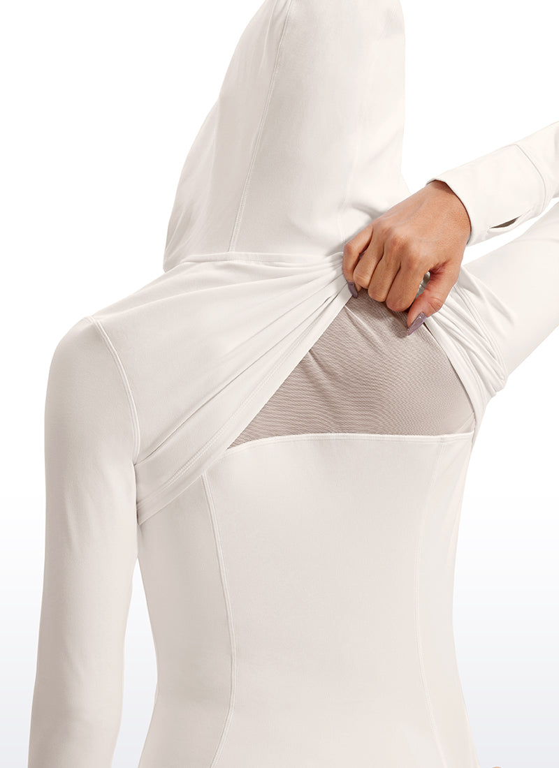 CRZ YOGA Mujer Sudadera con Capucha y Cremallera Albaricoque blanco