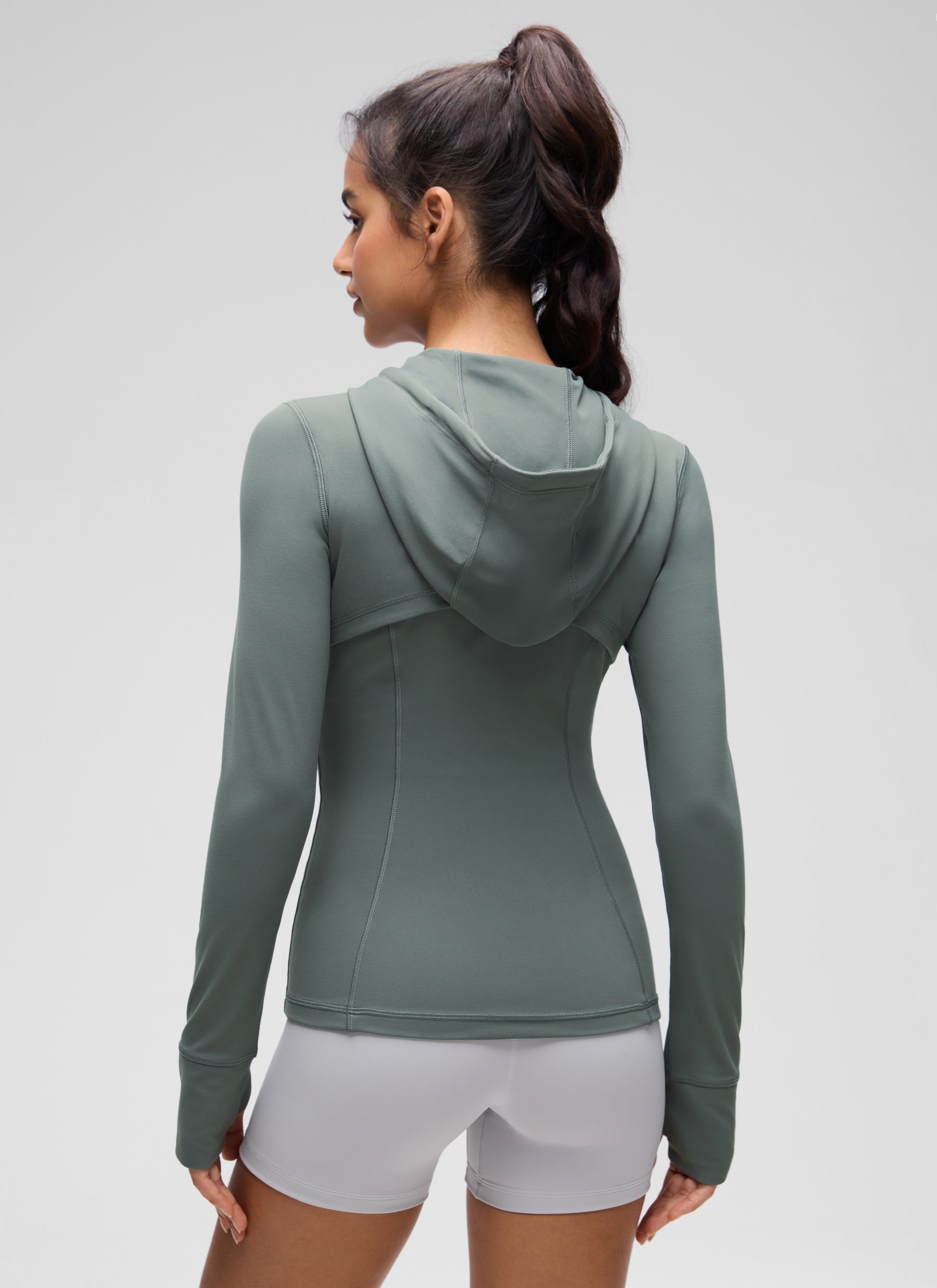 CRZ YOGA Mujer Sudadera con Capucha y Cremallera Salvia gris