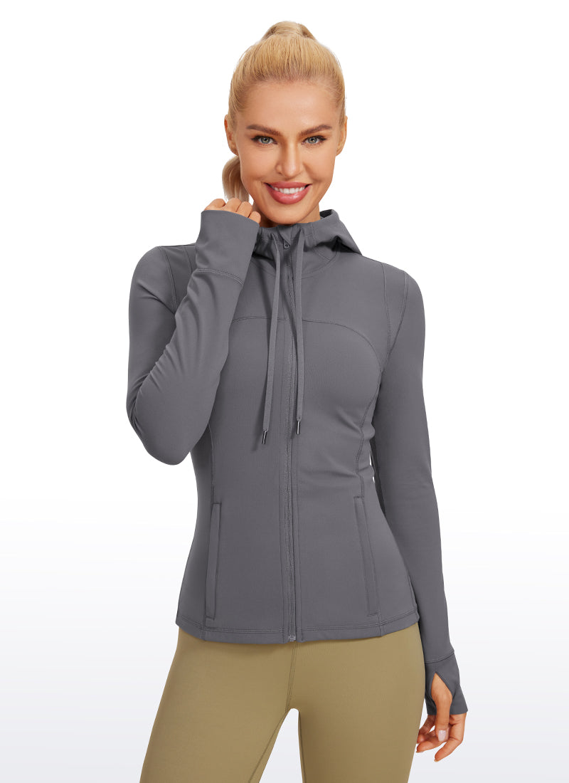 CRZ YOGA Mujer Sudadera con Capucha y Cremallera Carbono oscuro