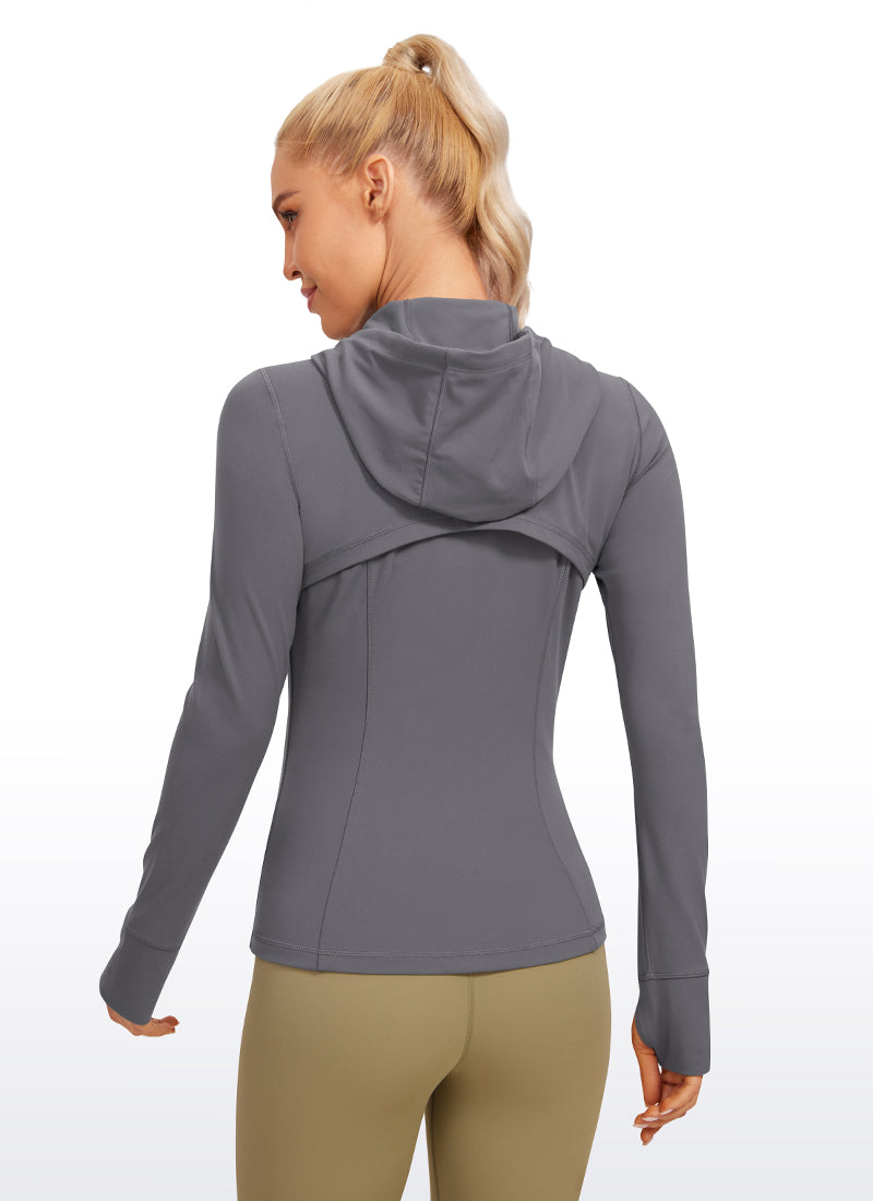 CRZ YOGA Mujer Sudadera con Capucha y Cremallera Carbono oscuro
