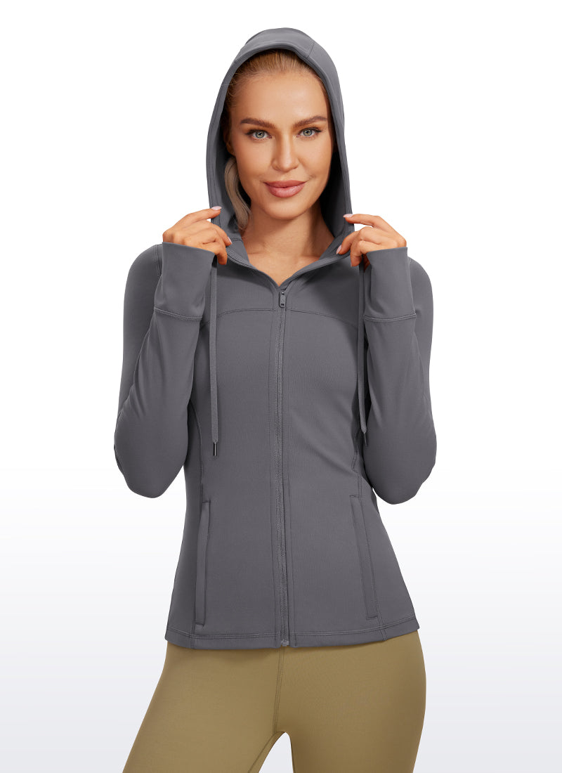 CRZ YOGA Mujer Sudadera con Capucha y Cremallera Carbono oscuro