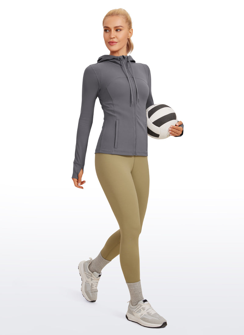 CRZ YOGA Mujer Sudadera con Capucha y Cremallera Carbono oscuro
