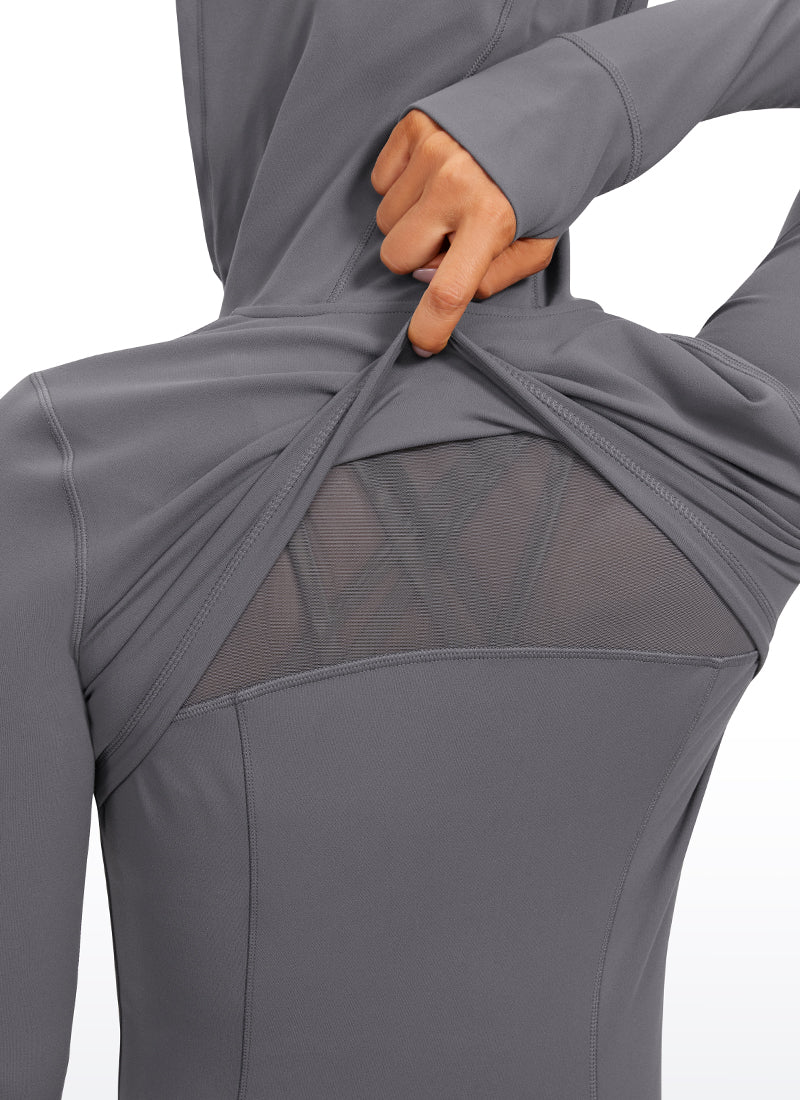 CRZ YOGA Mujer Sudadera con Capucha y Cremallera Carbono oscuro