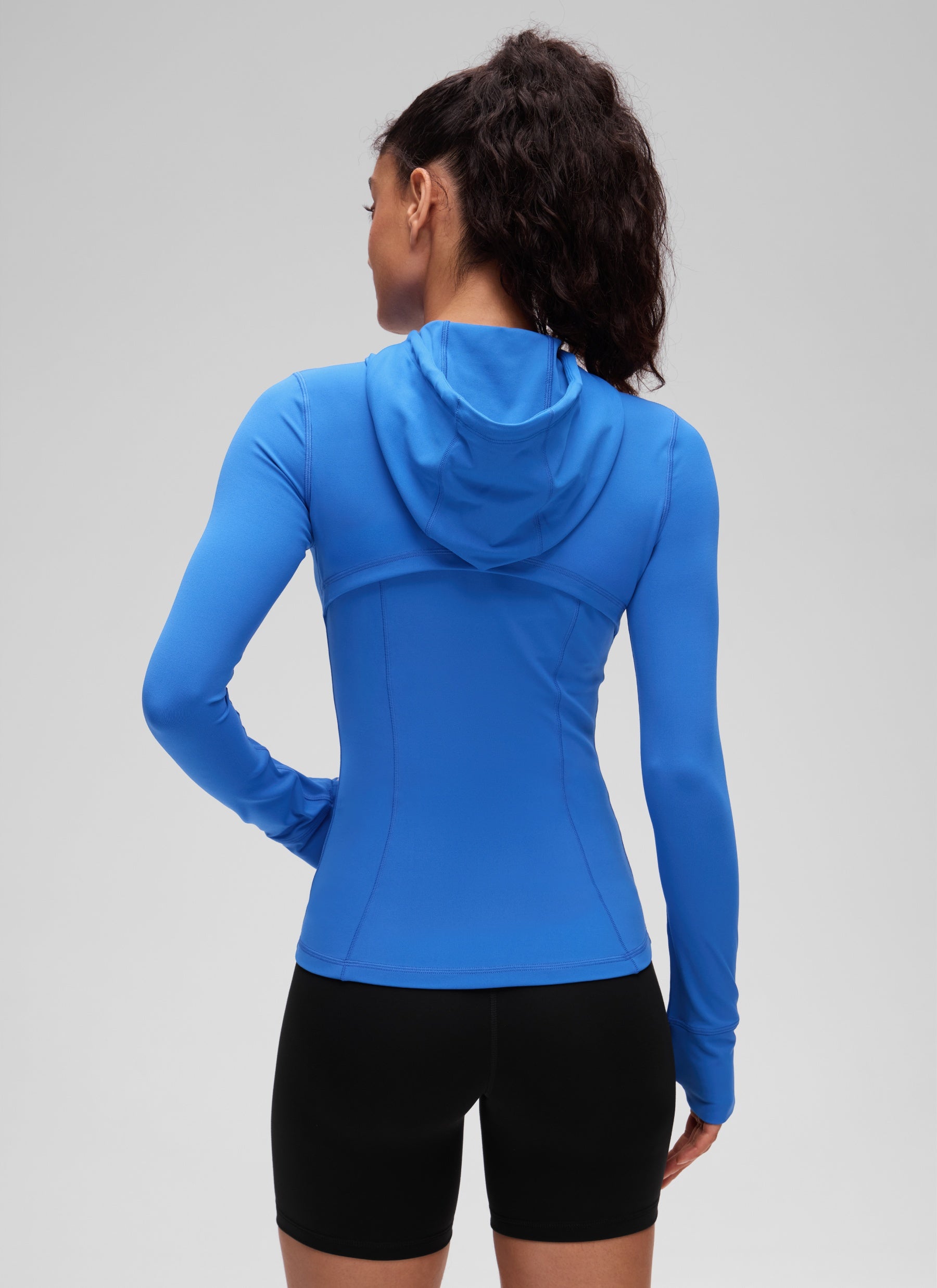 CRZ YOGA Mujer Sudadera con Capucha y Cremallera Azul Destello