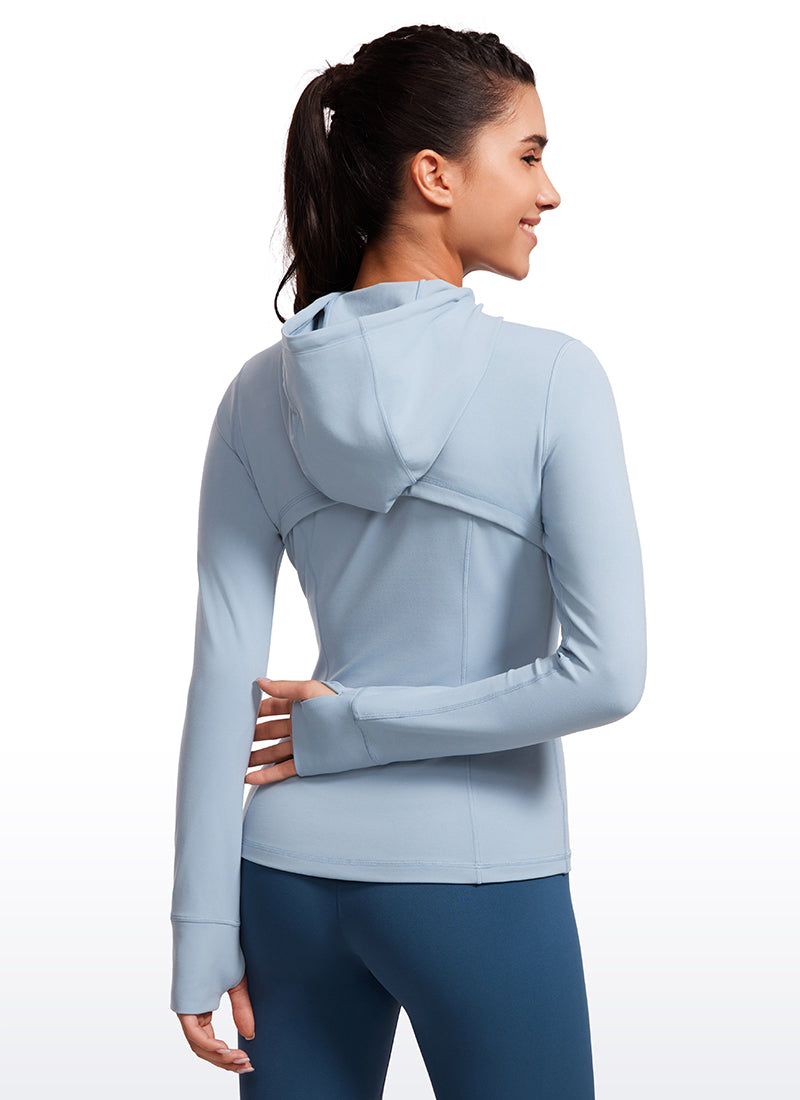 CRZ YOGA Mujer Sudadera con Capucha y Cremallera Batista Azul