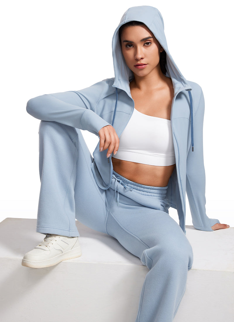 CRZ YOGA Mujer Sudadera con Capucha y Cremallera Batista Azul