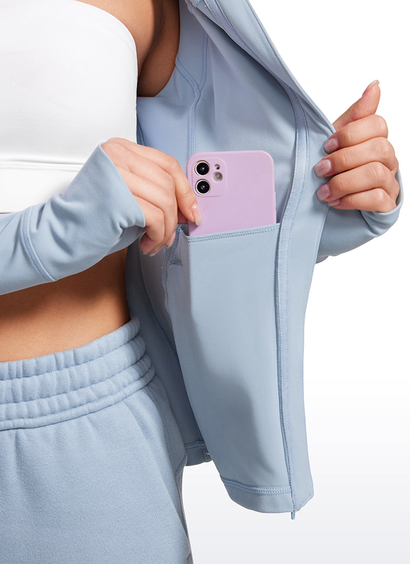 CRZ YOGA Mujer Sudadera con Capucha y Cremallera Batista Azul
