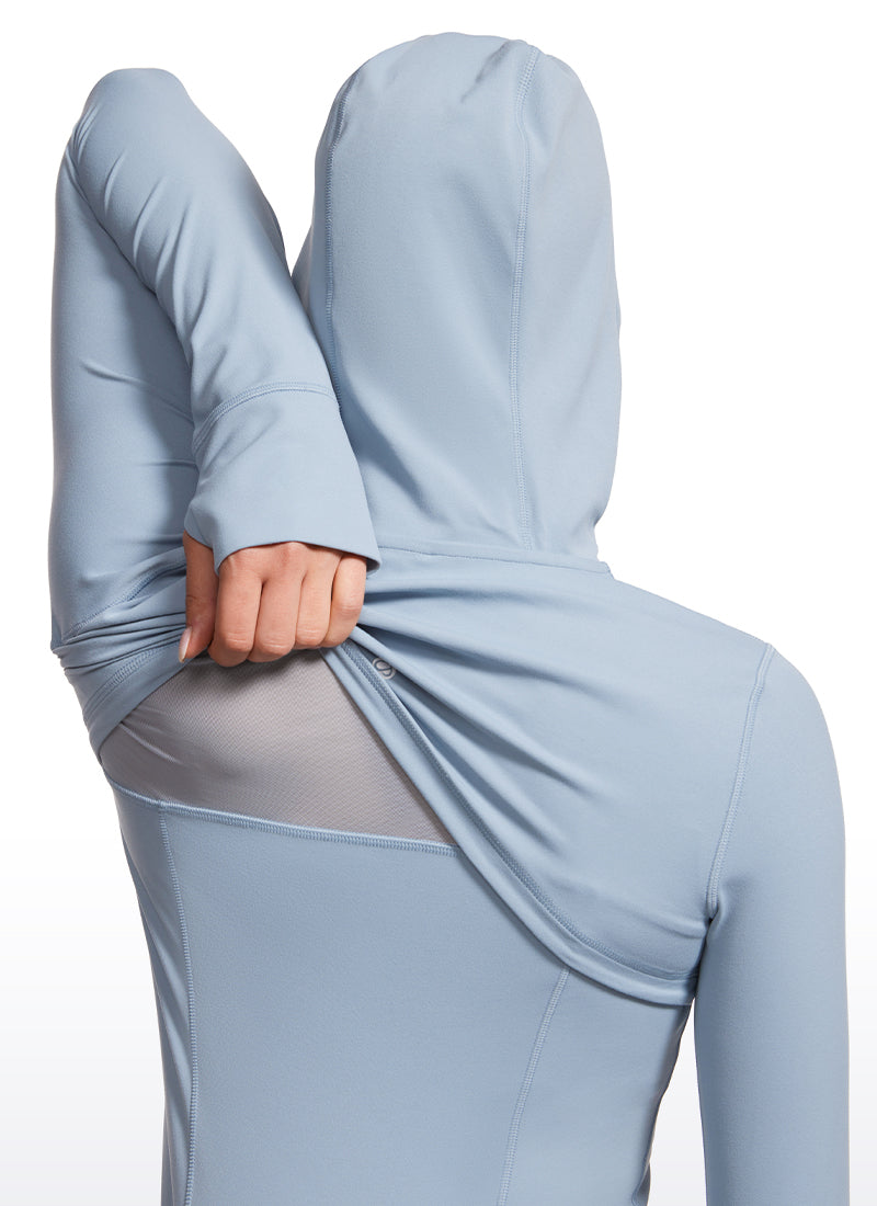 CRZ YOGA Mujer Sudadera con Capucha y Cremallera Batista Azul