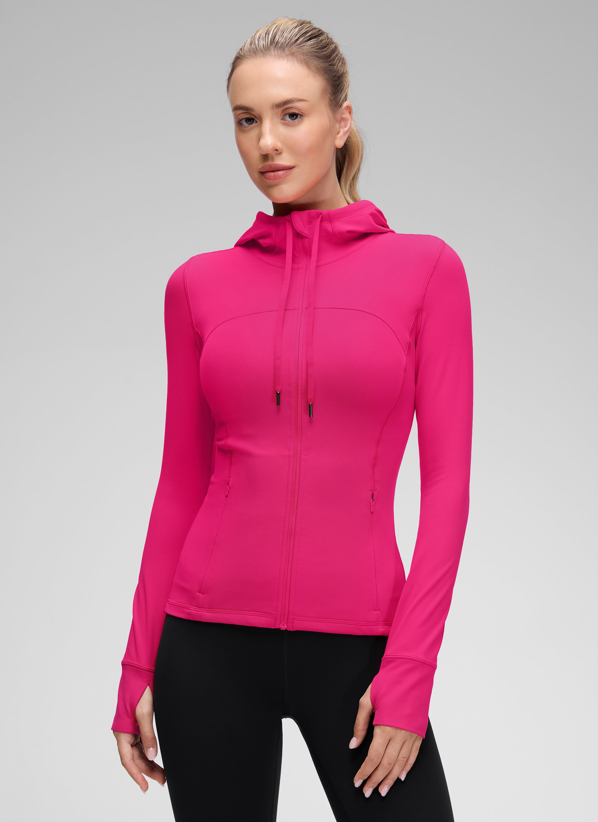 CRZ YOGA Mujer Sudadera con Capucha y Cremallera Granito Rosa