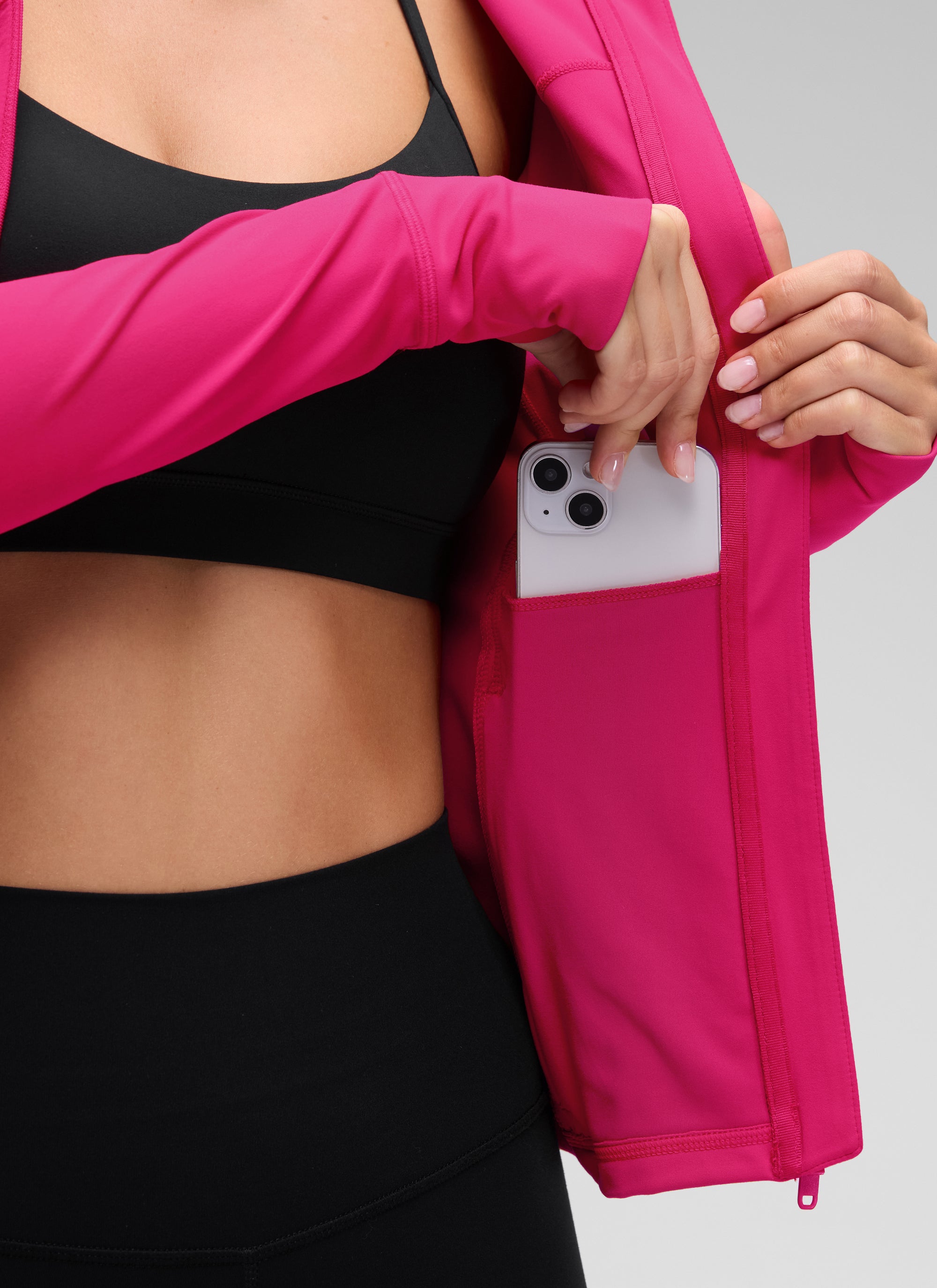 CRZ YOGA Mujer Sudadera con Capucha y Cremallera Granito Rosa