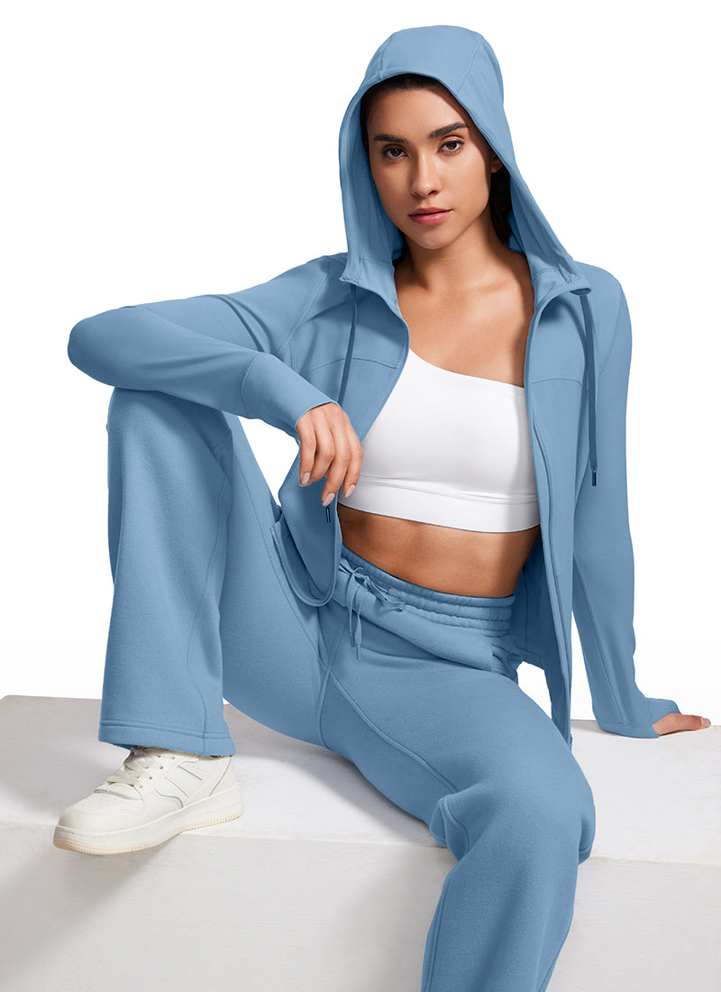 CRZ YOGA Mujer Sudadera con Capucha y Cremallera Universo Azul