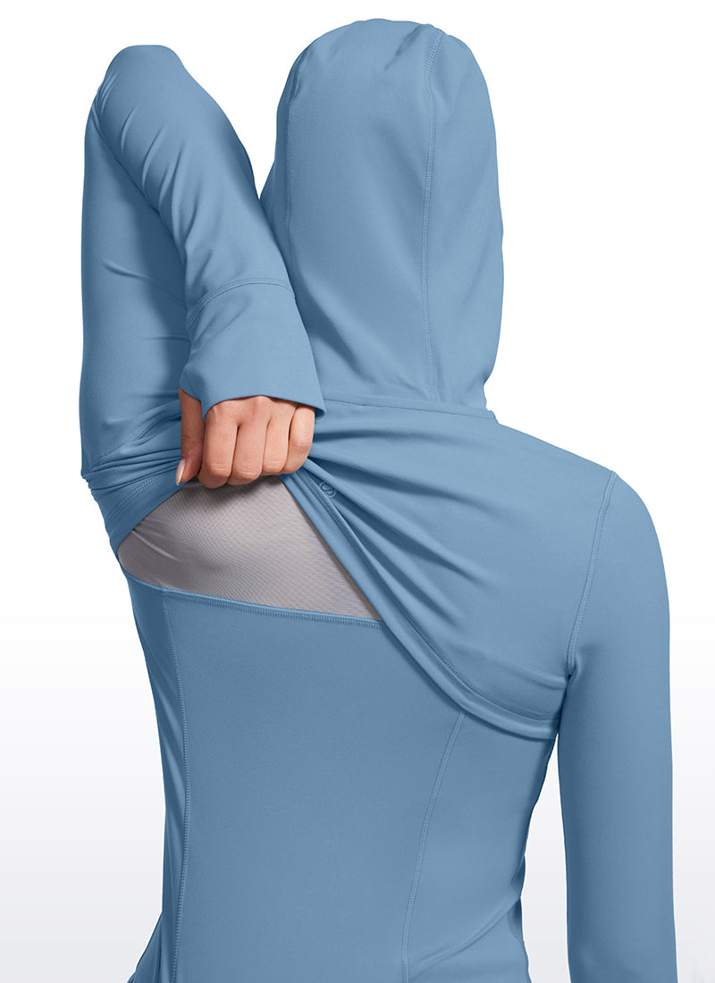 CRZ YOGA Mujer Sudadera con Capucha y Cremallera Universo Azul