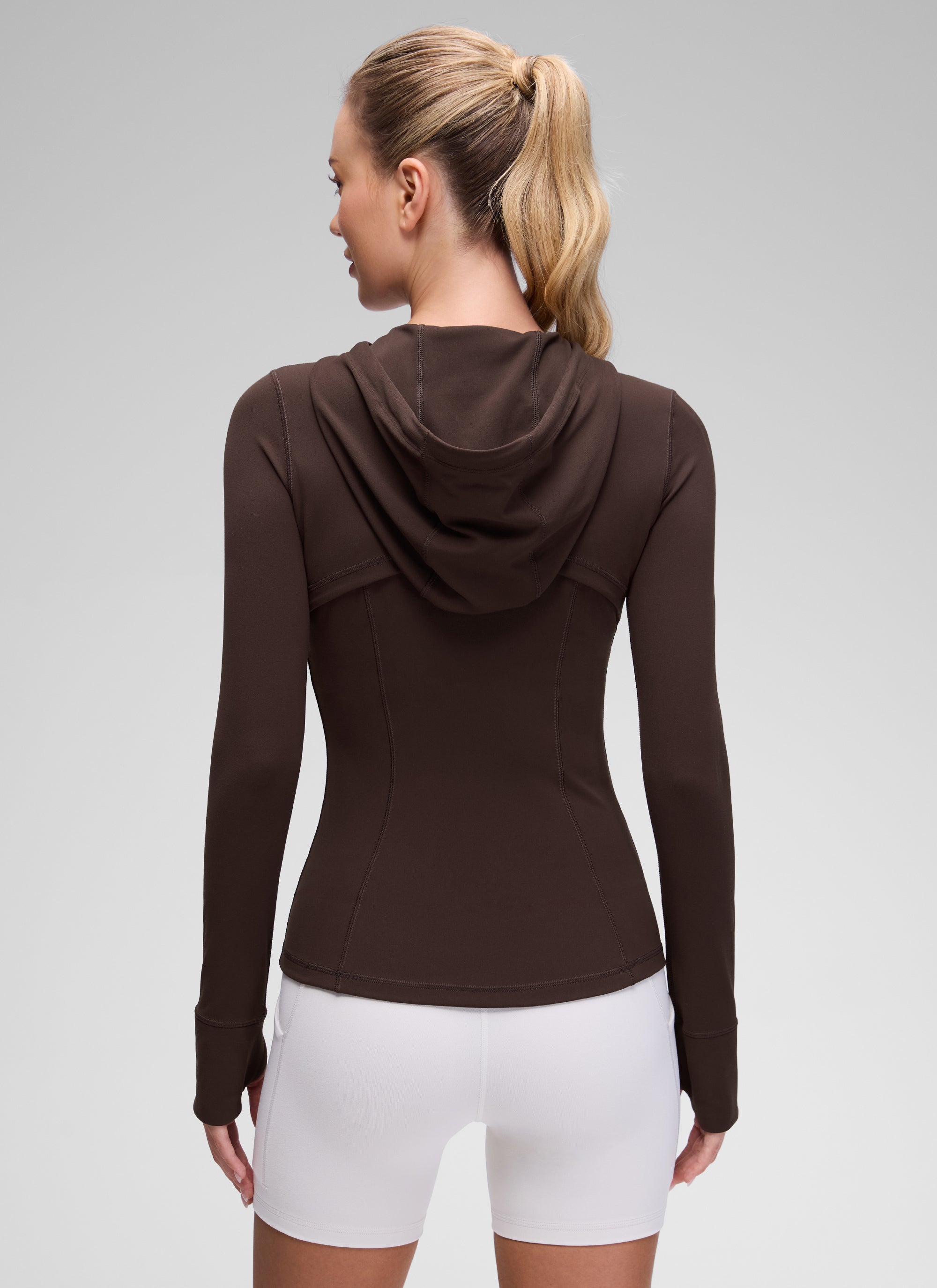 CRZ YOGA Mujer Sudadera con Capucha y Cremallera Marrón Fudge Caliente