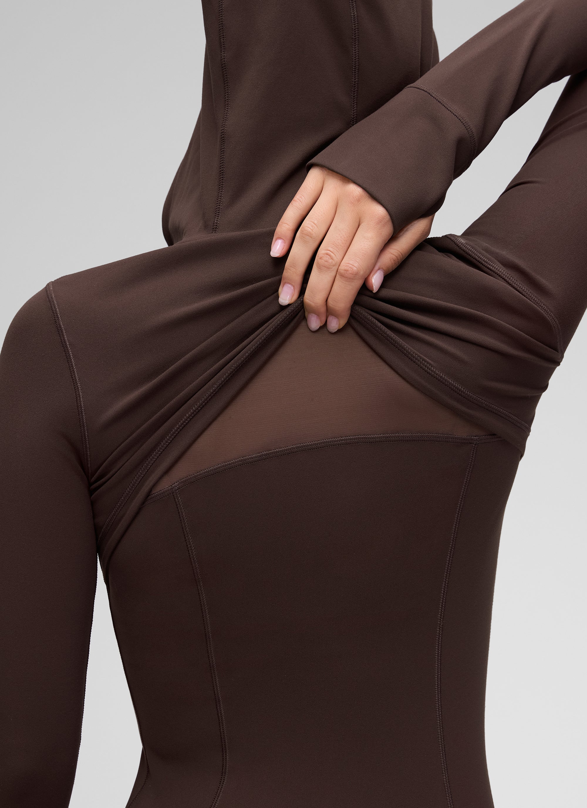 CRZ YOGA Mujer Sudadera con Capucha y Cremallera Marrón Fudge Caliente