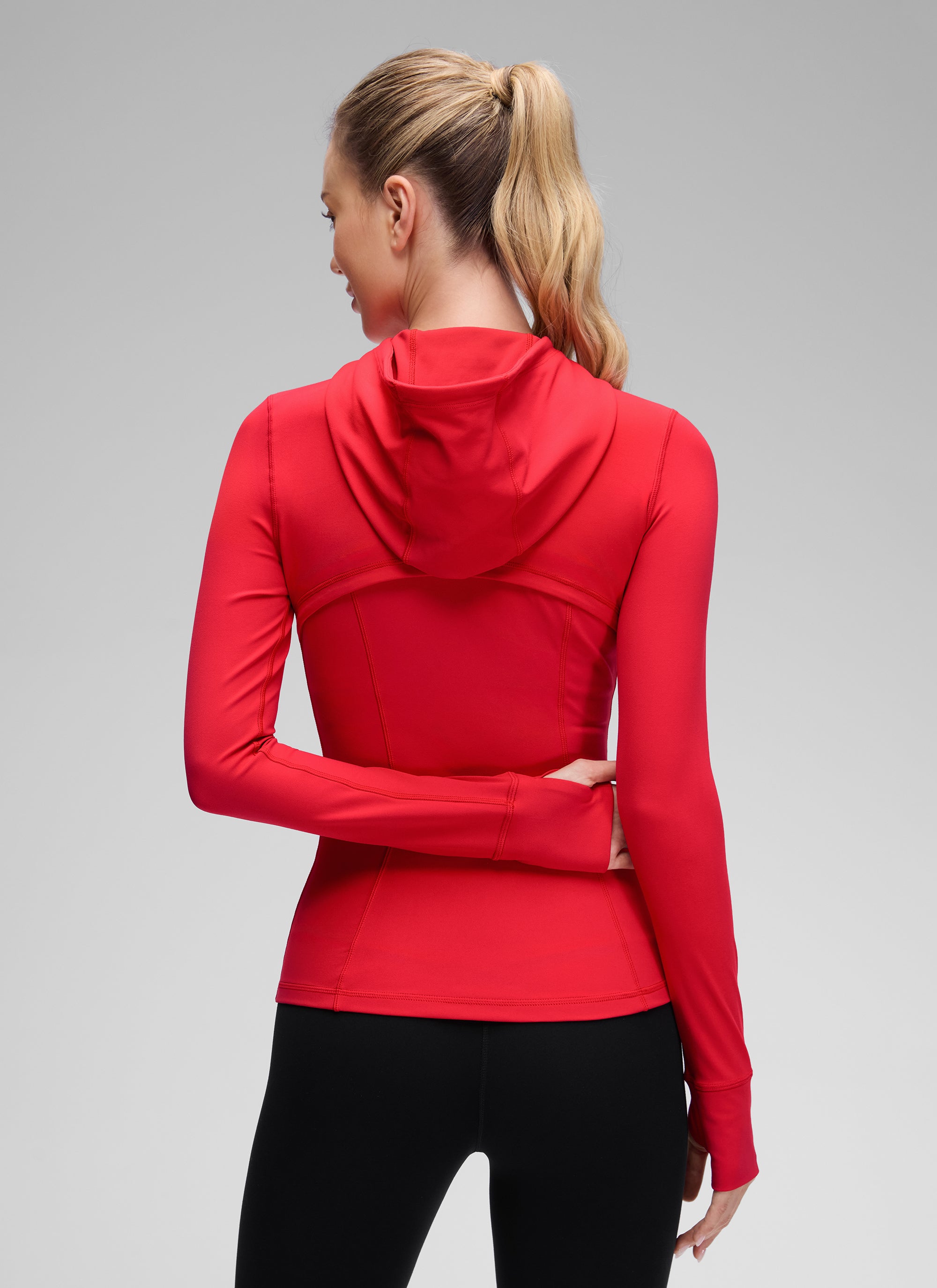 CRZ YOGA Mujer Sudadera con Capucha y Cremallera Rojo Aurora