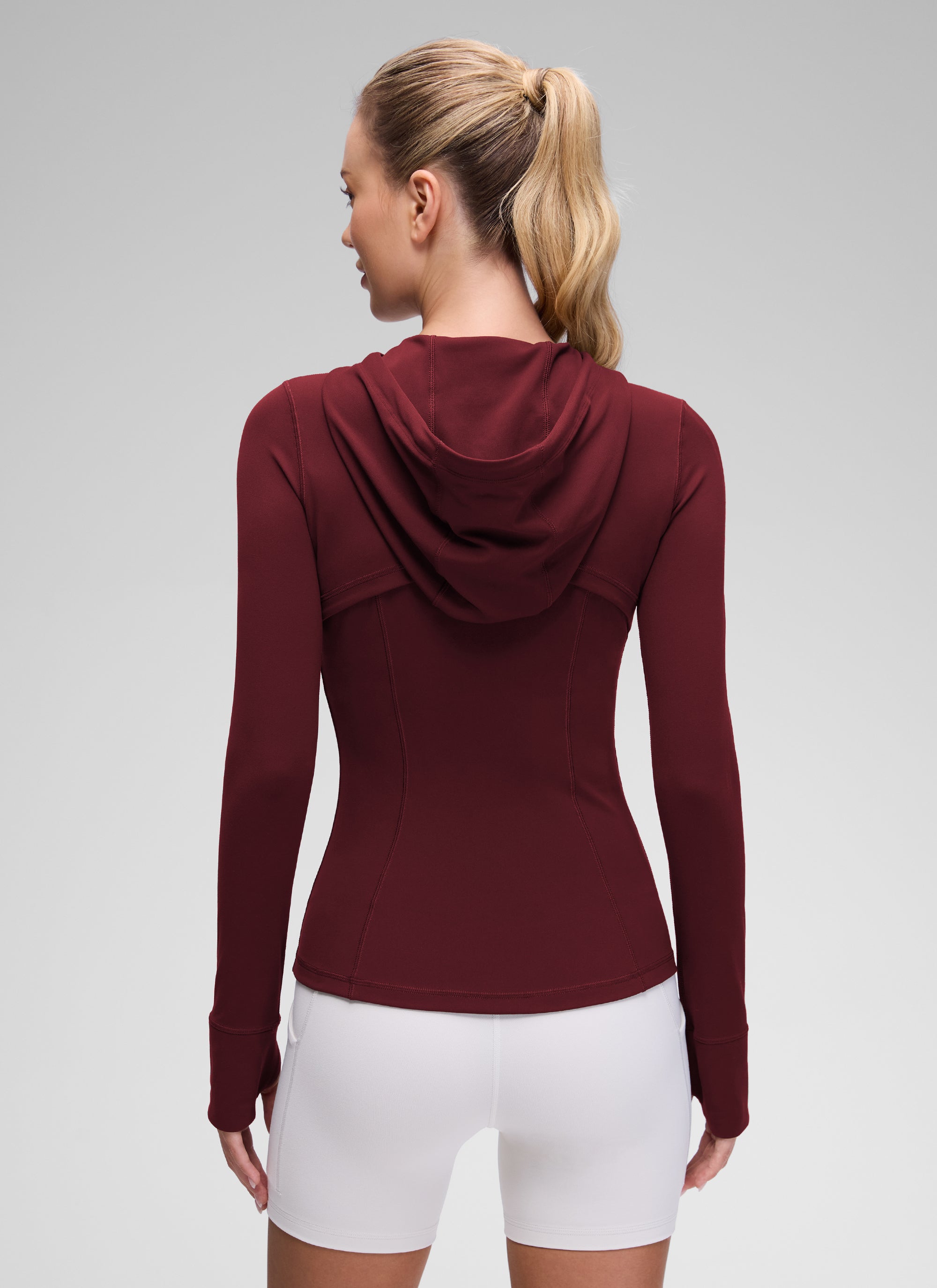 CRZ YOGA Mujer Sudadera con Capucha y Cremallera Merlot Rojo