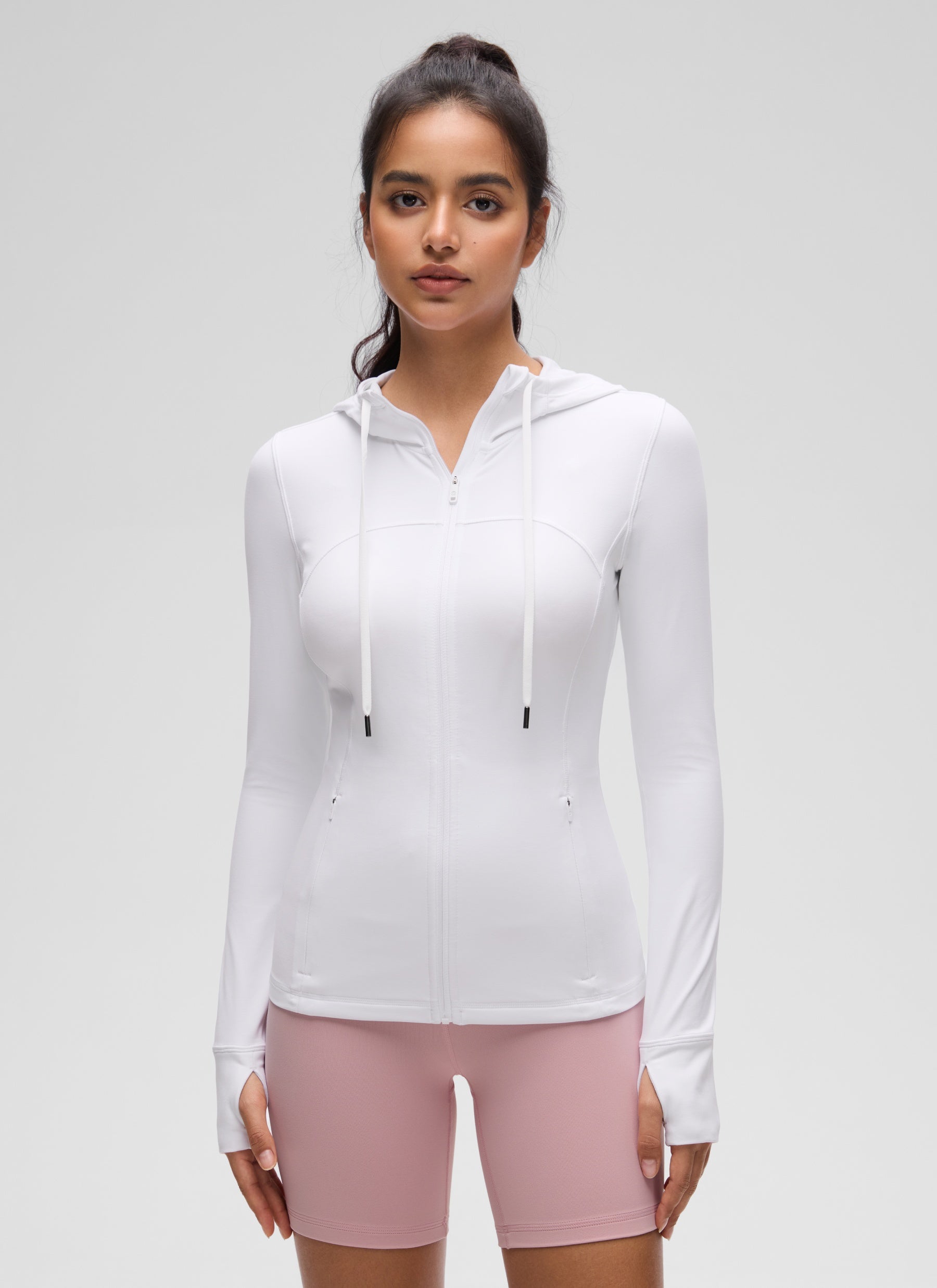 CRZ YOGA Mujer Sudadera con Capucha y Cremallera blanco
