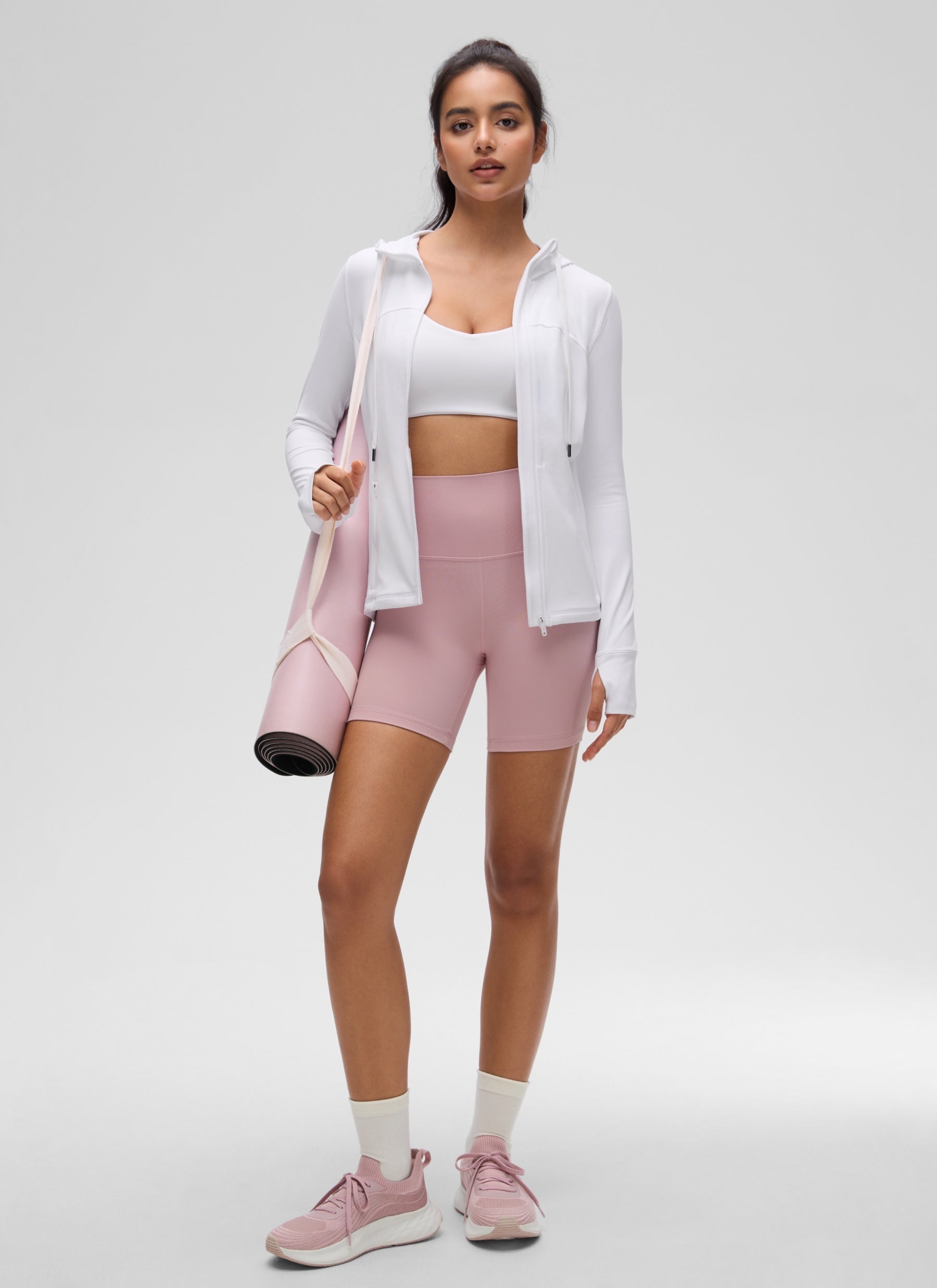 CRZ YOGA Mujer Sudadera con Capucha y Cremallera blanco