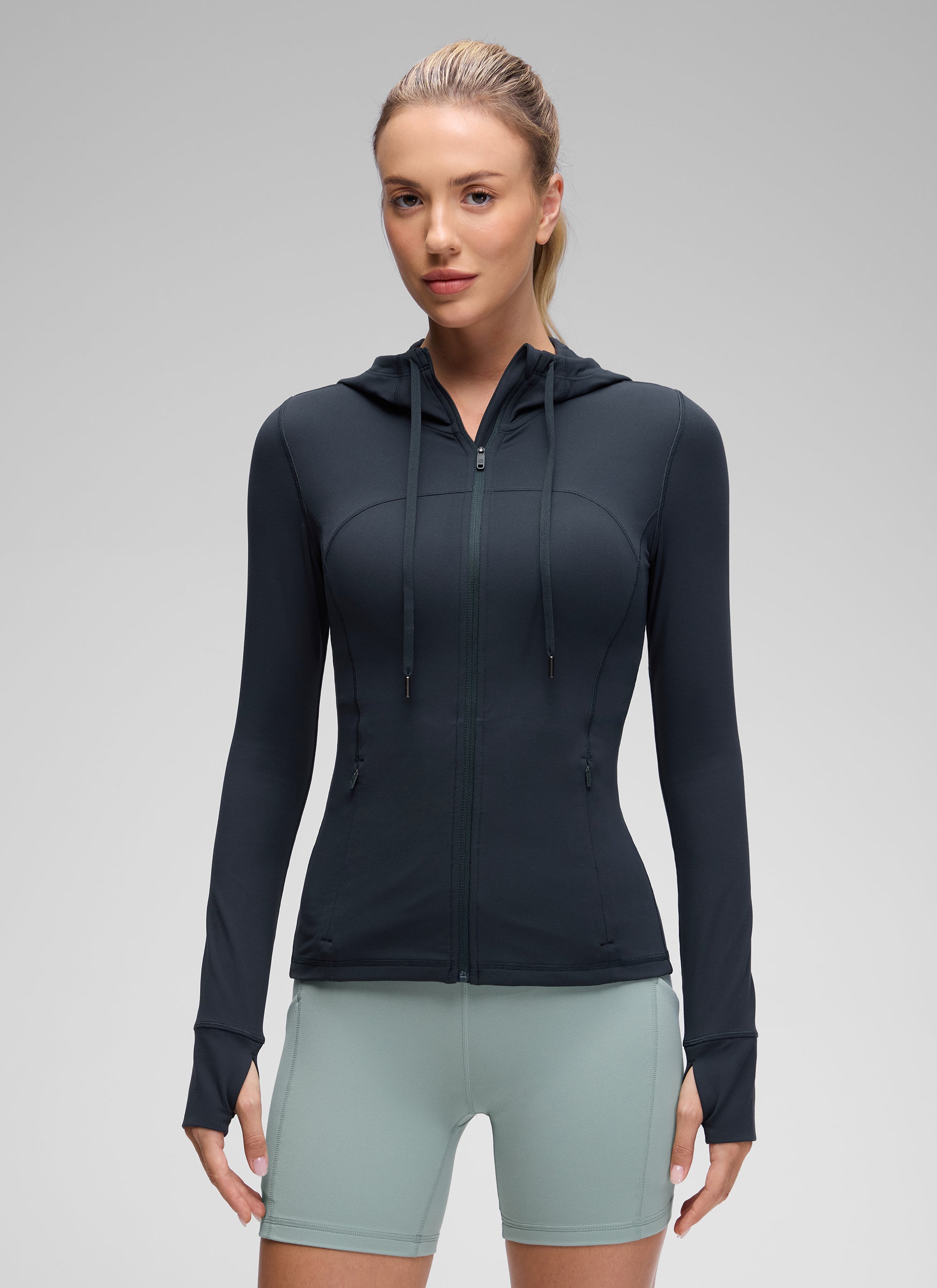 CRZ YOGA Mujer Sudadera con Capucha y Cremallera True Navy