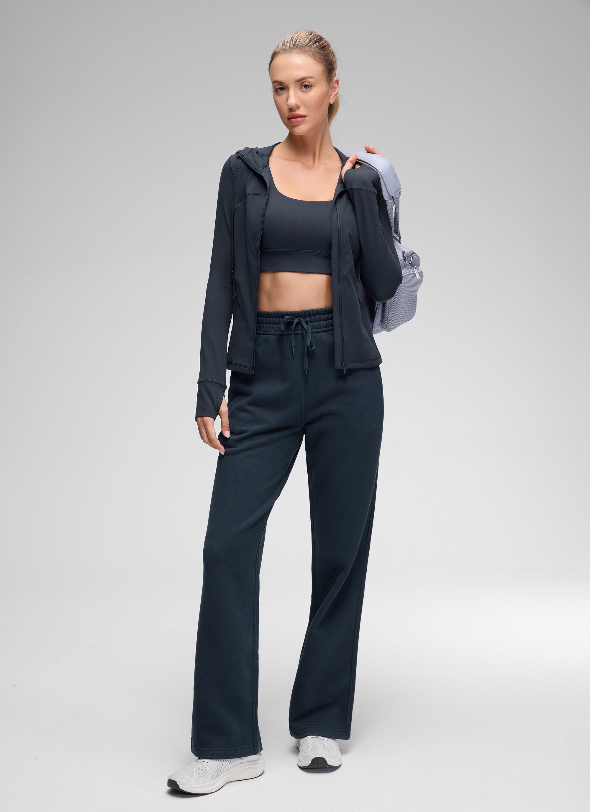 CRZ YOGA Mujer Sudadera con Capucha y Cremallera True Navy