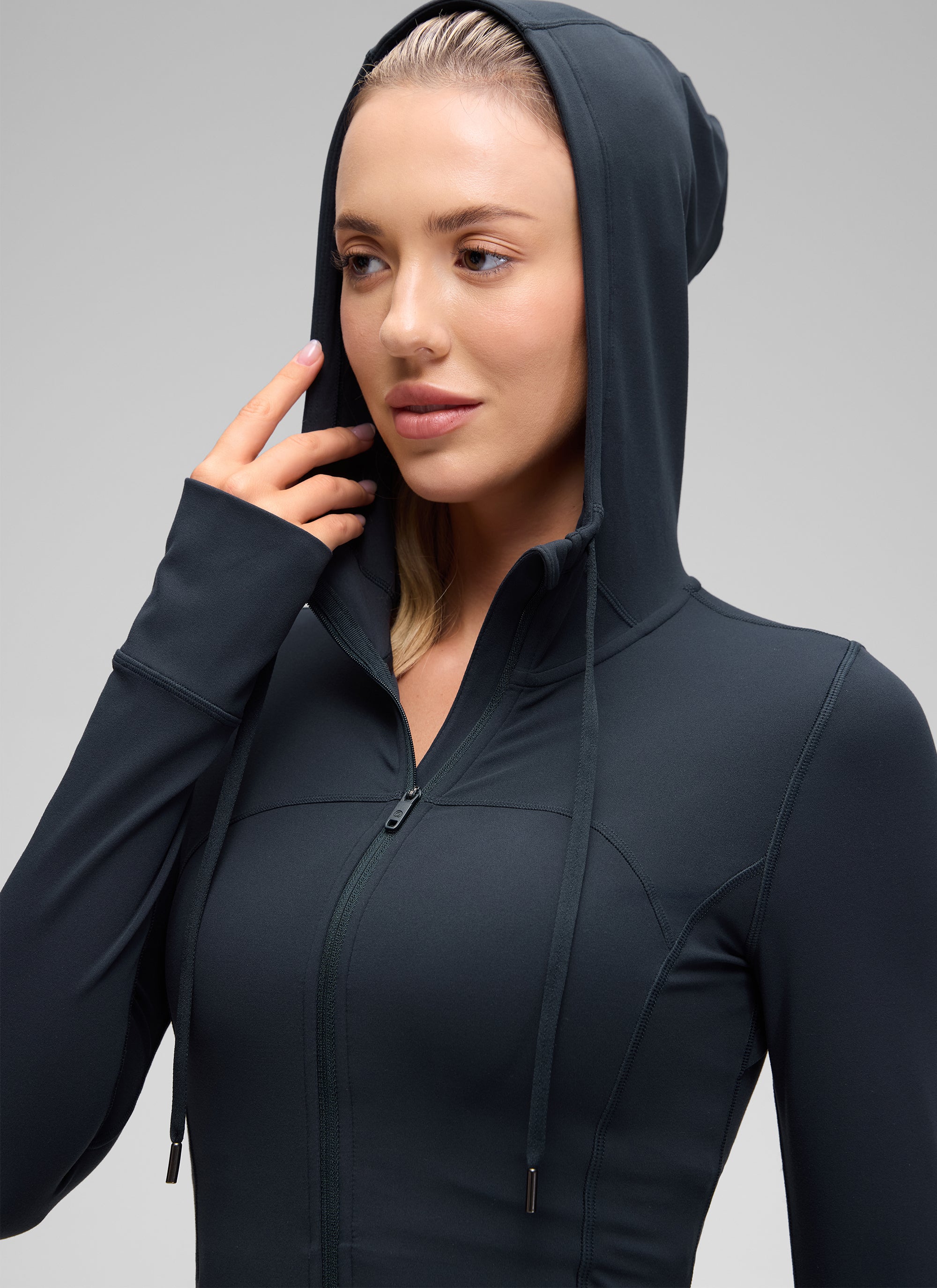 CRZ YOGA Mujer Sudadera con Capucha y Cremallera True Navy