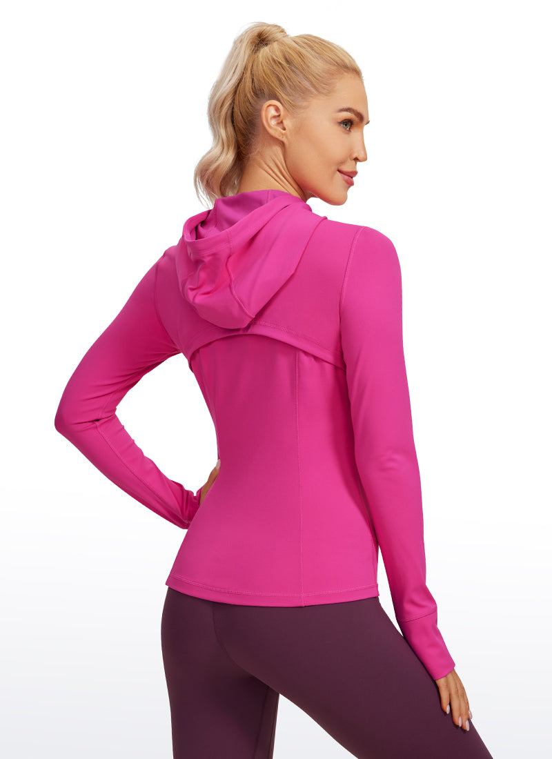 CRZ YOGA Mujer Sudadera con Capucha y Cremallera Púrpura Hibisco