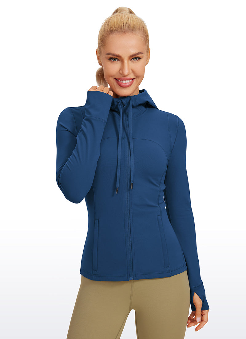 CRZ YOGA Mujer Sudadera con Capucha y Cremallera MARFIL FRANCÉS