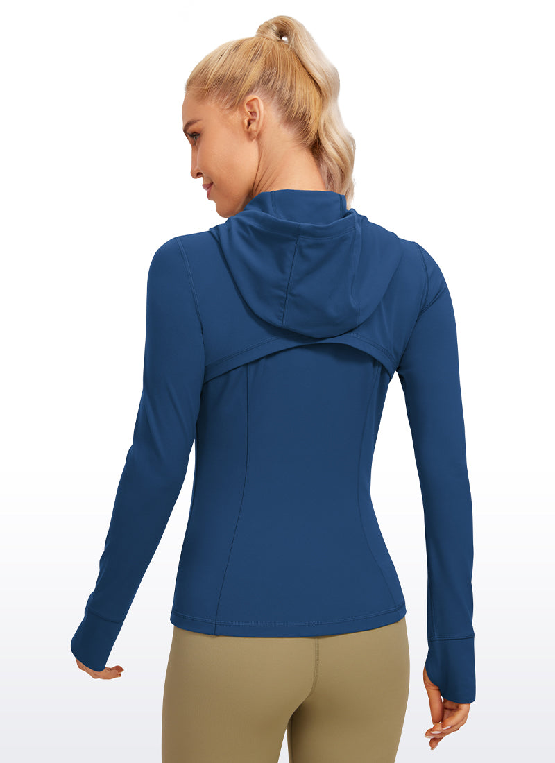 CRZ YOGA Mujer Sudadera con Capucha y Cremallera MARFIL FRANCÉS