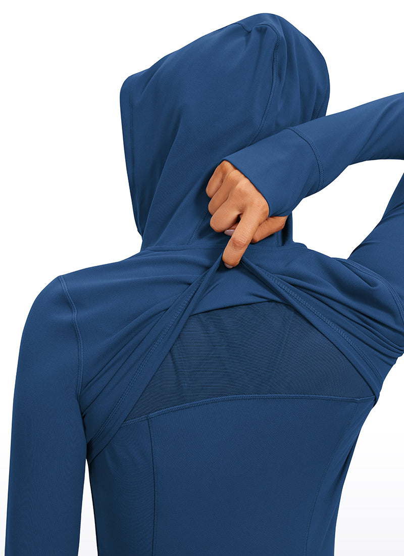 CRZ YOGA Mujer Sudadera con Capucha y Cremallera MARFIL FRANCÉS