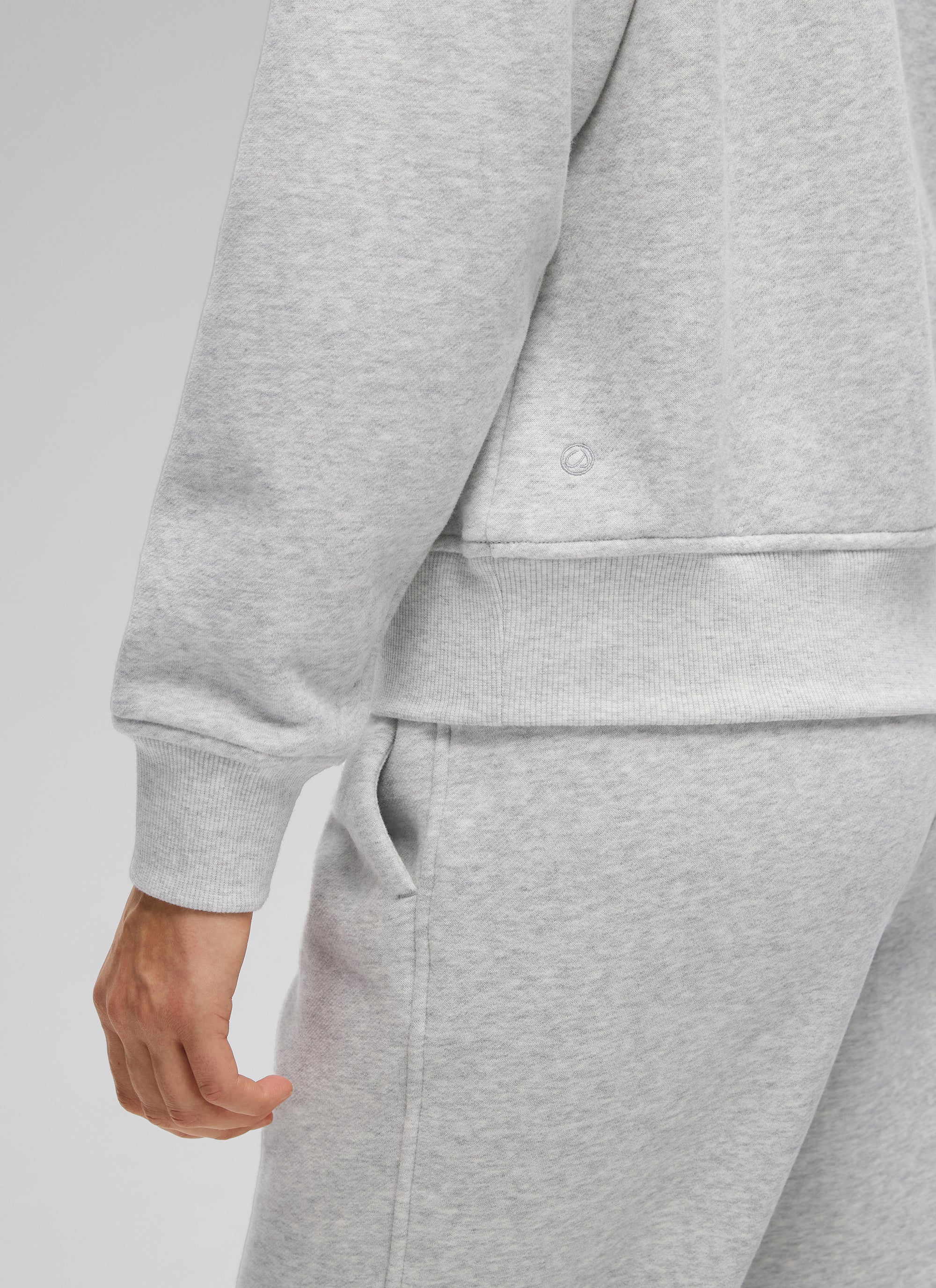 CRZ YOGA Sudadera Mujer Con Cremallera Media y Cuello Funnel Gris paloma veteado