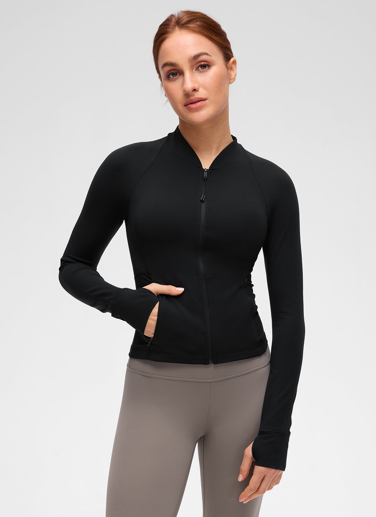 CRZ YOGA Chaqueta de Mujer Butterluxe, de Cuello en V y A la Cintura Negro