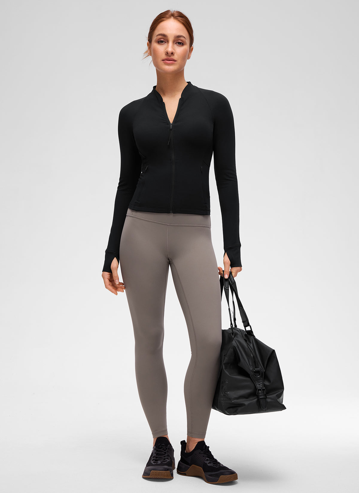 CRZ YOGA Chaqueta de Mujer Butterluxe, de Cuello en V y A la Cintura Negro