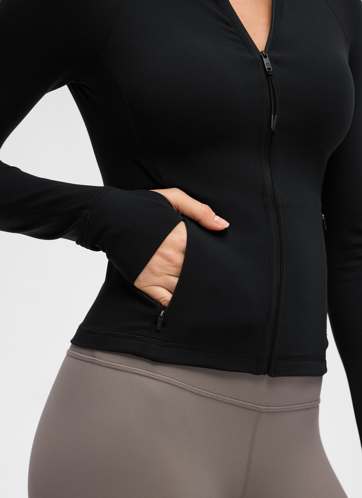 CRZ YOGA Chaqueta de Mujer Butterluxe, de Cuello en V y A la Cintura Negro