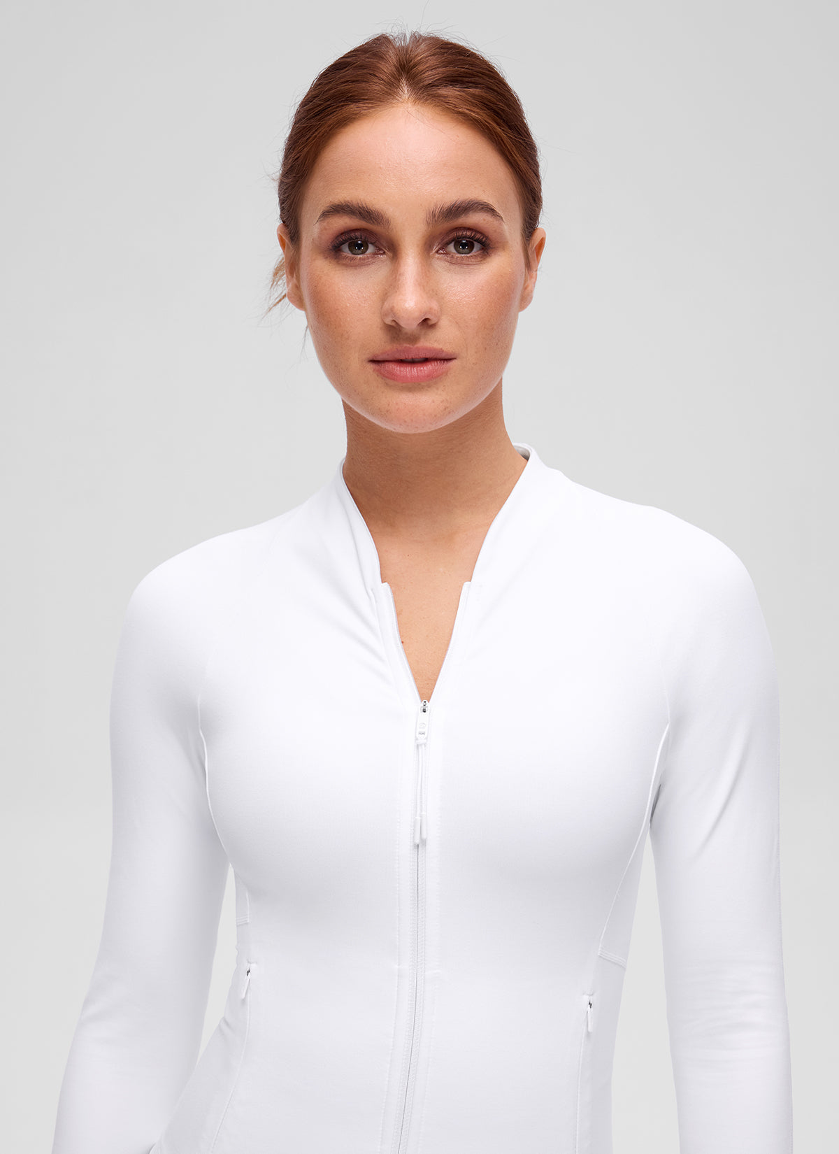 CRZ YOGA Chaqueta de Mujer Butterluxe, de Cuello en V y A la Cintura blanco