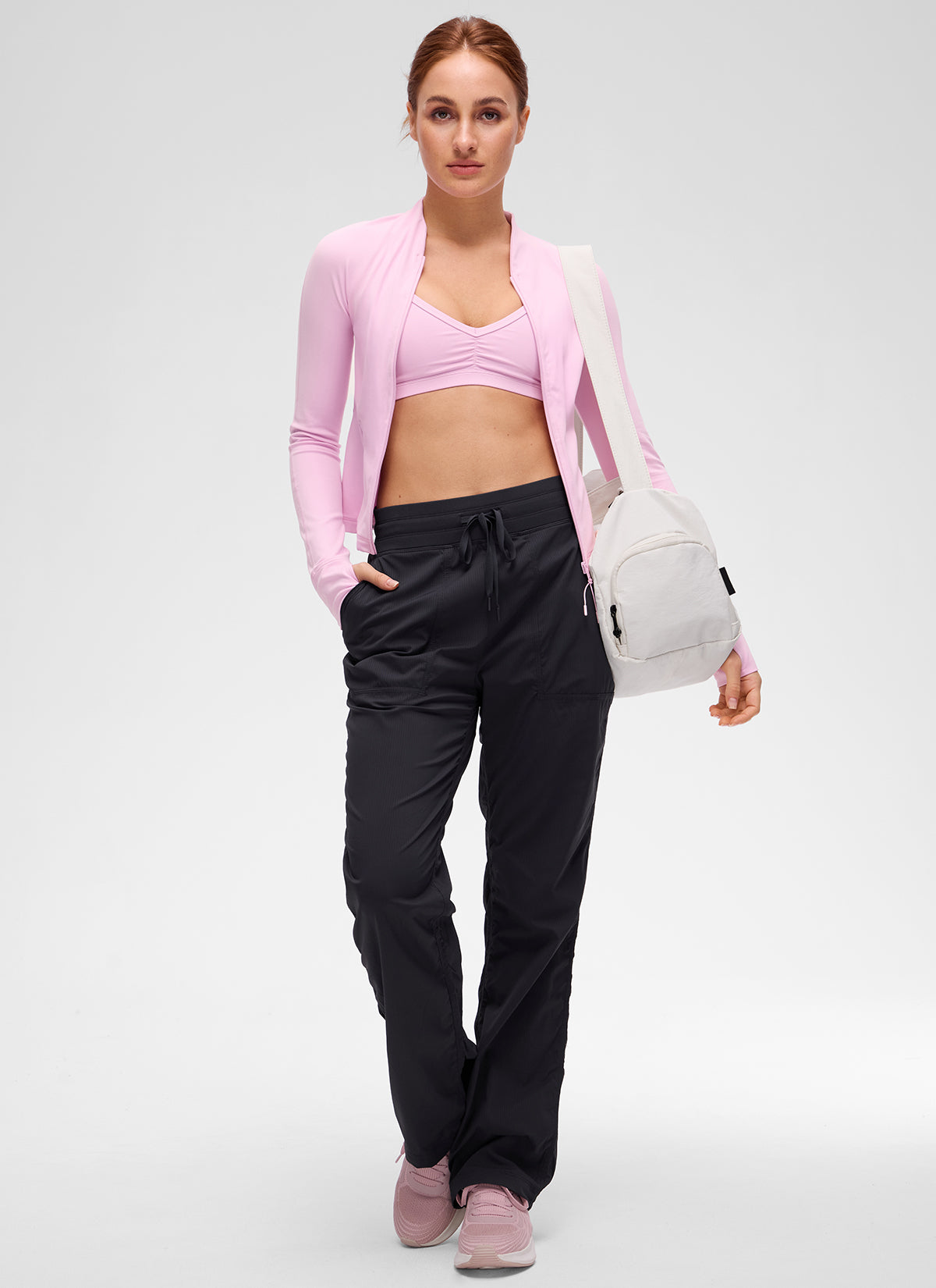 CRZ YOGA Chaqueta de Mujer Butterluxe, de Cuello en V y A la Cintura Vita Rosa