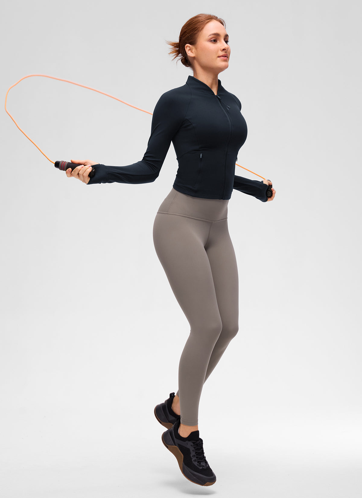 CRZ YOGA Chaqueta de Mujer Butterluxe, de Cuello en V y A la Cintura True Navy