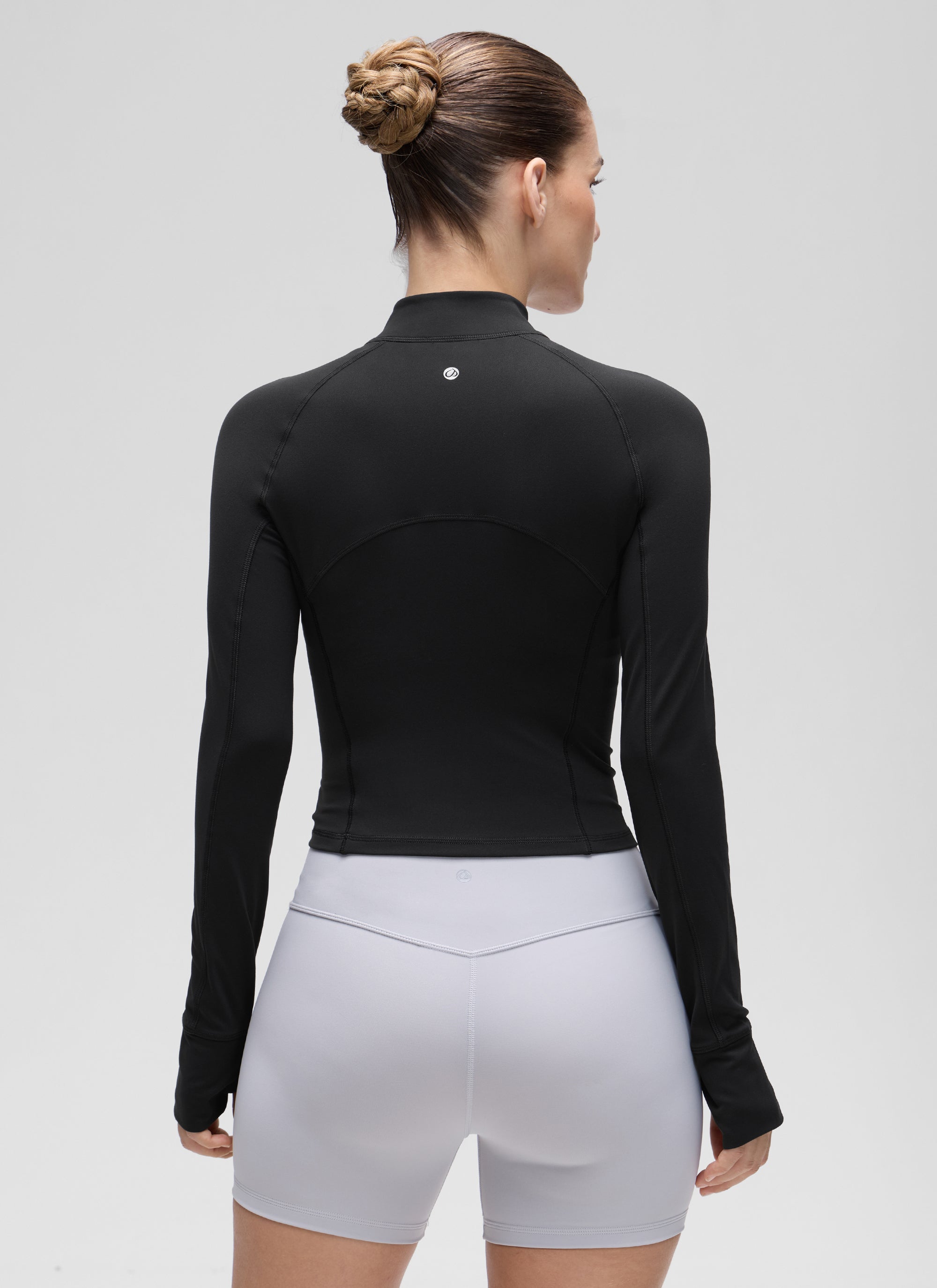 CRZ YOGA Mujer Camiseta Butterluxe con Cremallera Media Negro