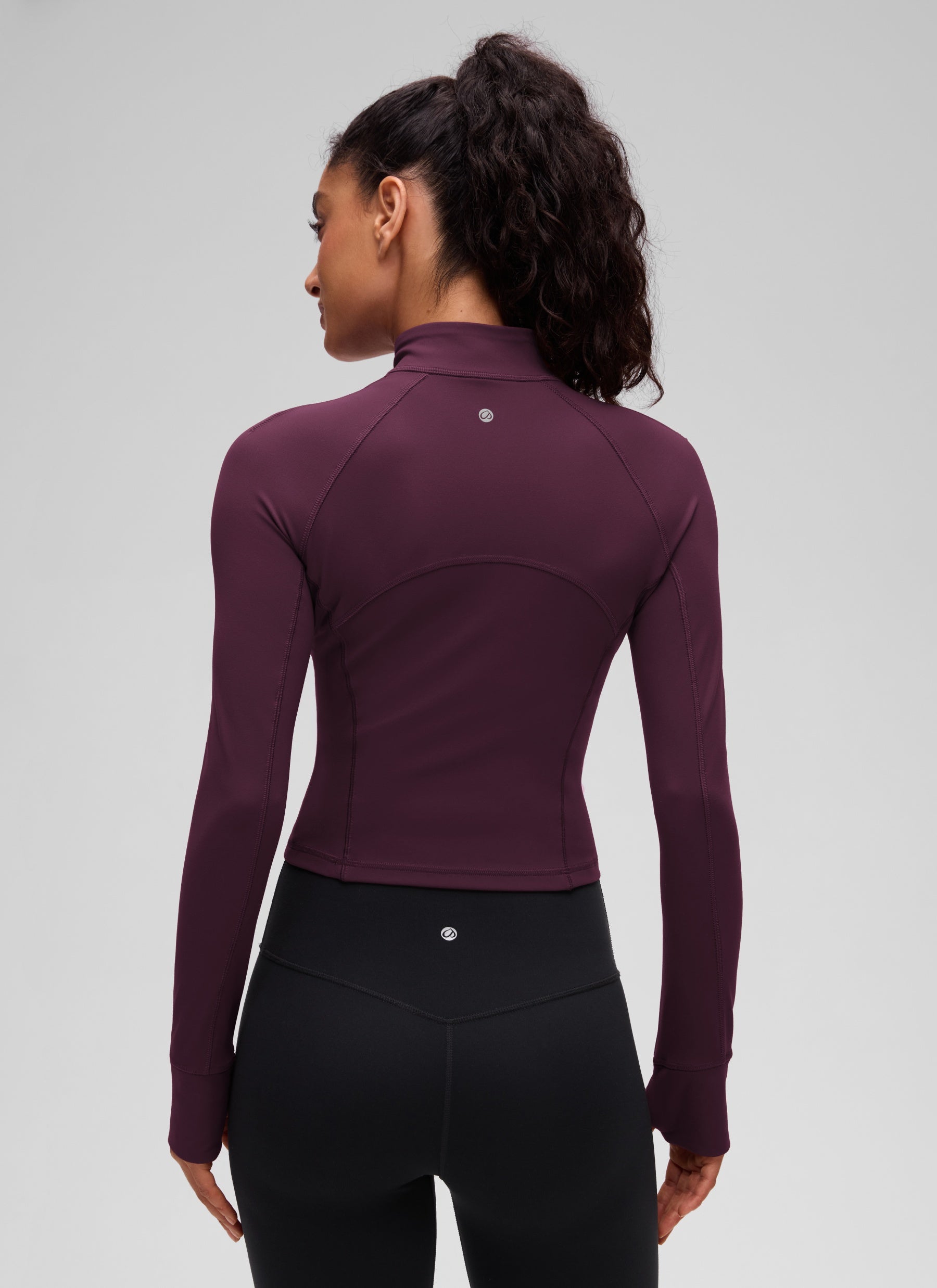 CRZ YOGA Mujer Camiseta Butterluxe con Cremallera Media Deep Purple