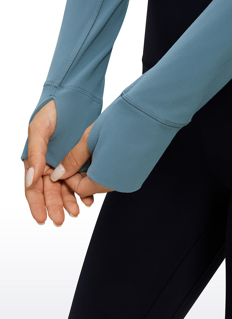 CRZ YOGA Mujer Camiseta Butterluxe con Cremallera Media Cenizas azules