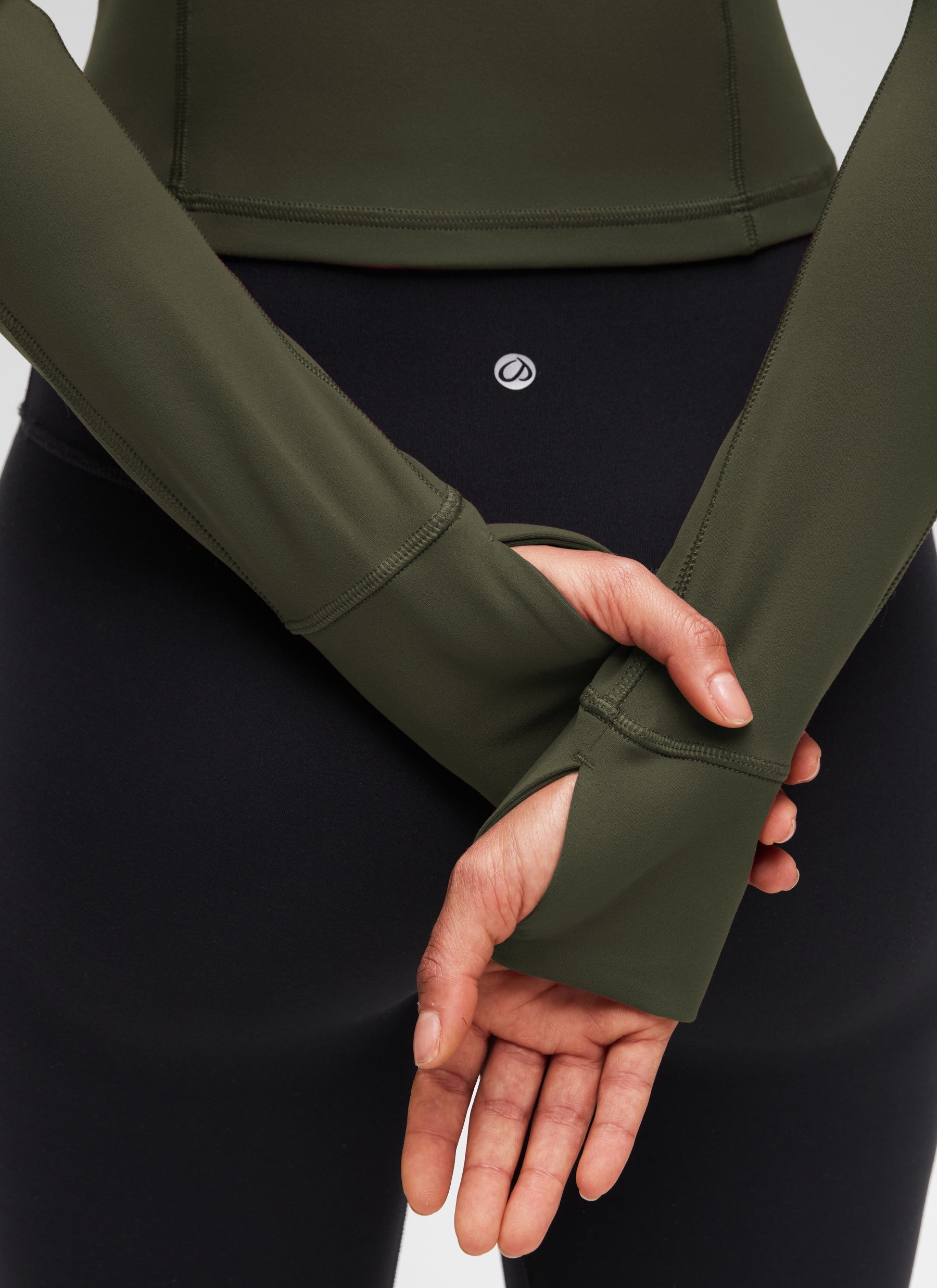 CRZ YOGA Mujer Camiseta Butterluxe con Cremallera Media Verde Oliva