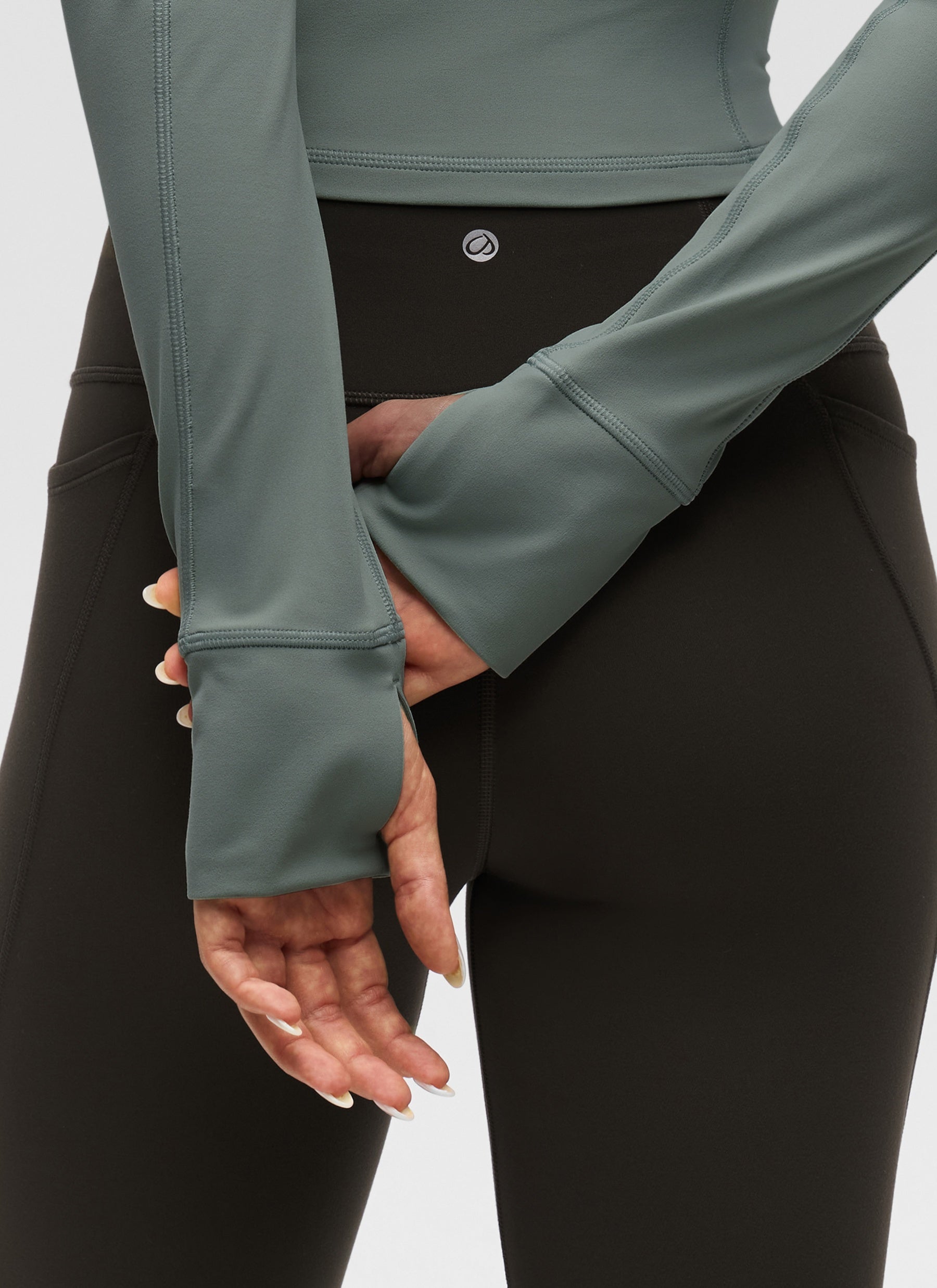 CRZ YOGA Mujer Camiseta Butterluxe con Cremallera Media Salvia gris