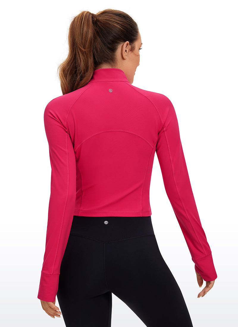 CRZ YOGA Mujer Camiseta Butterluxe con Cremallera Media Viva Magenta