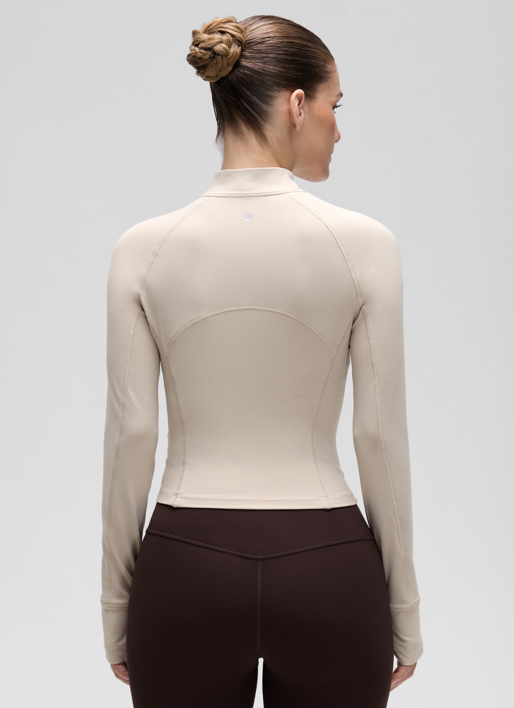CRZ YOGA Mujer Camiseta Butterluxe con Cremallera Media Bronceado Mojave