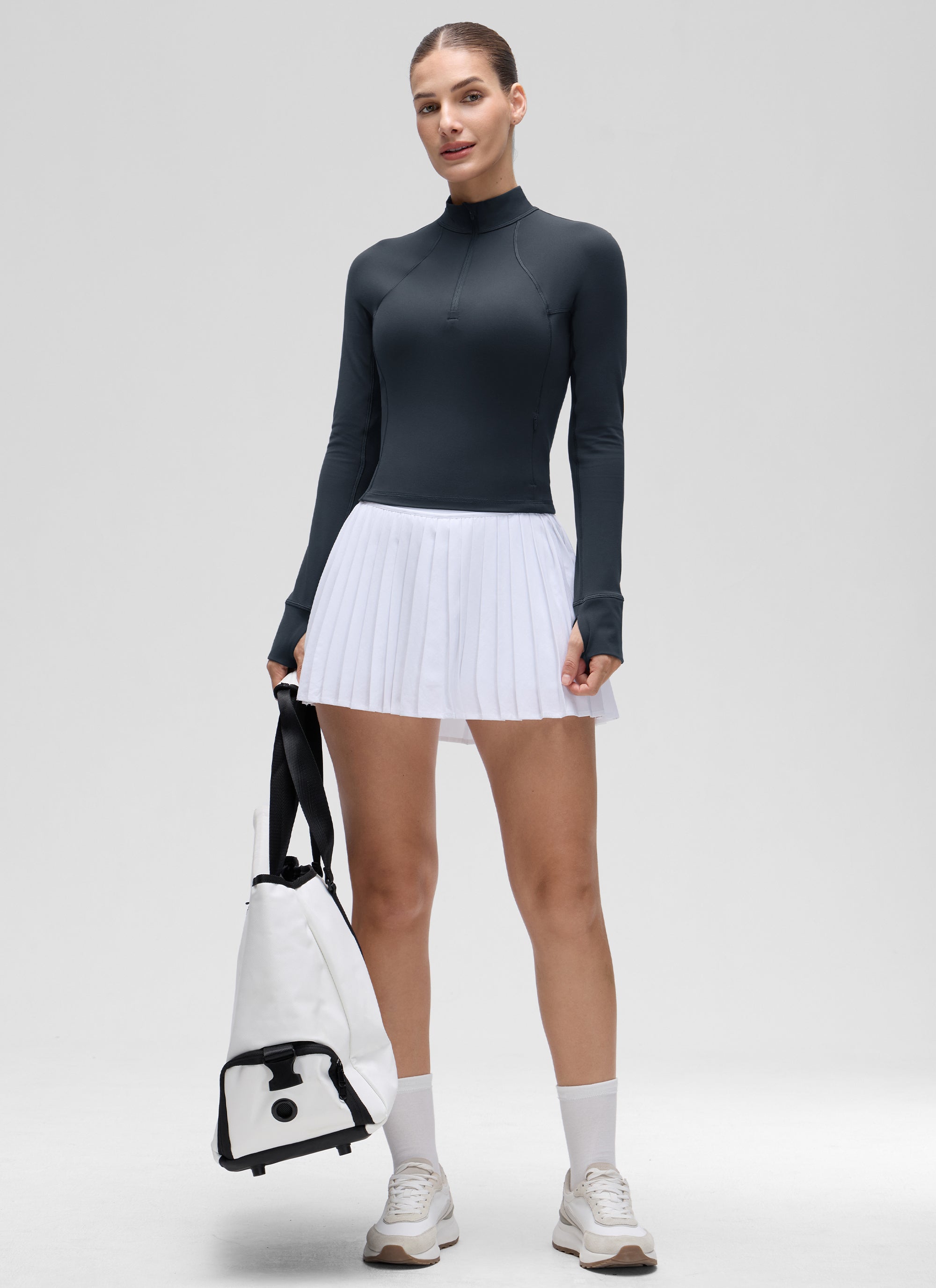 CRZ YOGA Mujer Camiseta Butterluxe con Cremallera Media True Navy