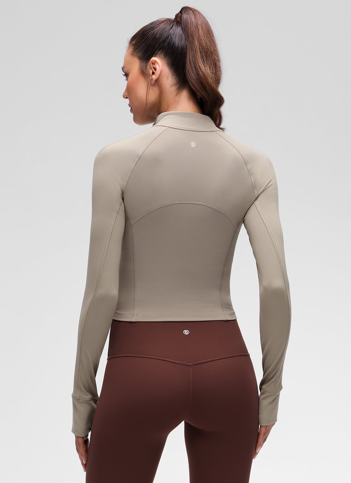 CRZ YOGA Mujer Camiseta Butterluxe con Cremallera Media Gris Ceniza Cálido