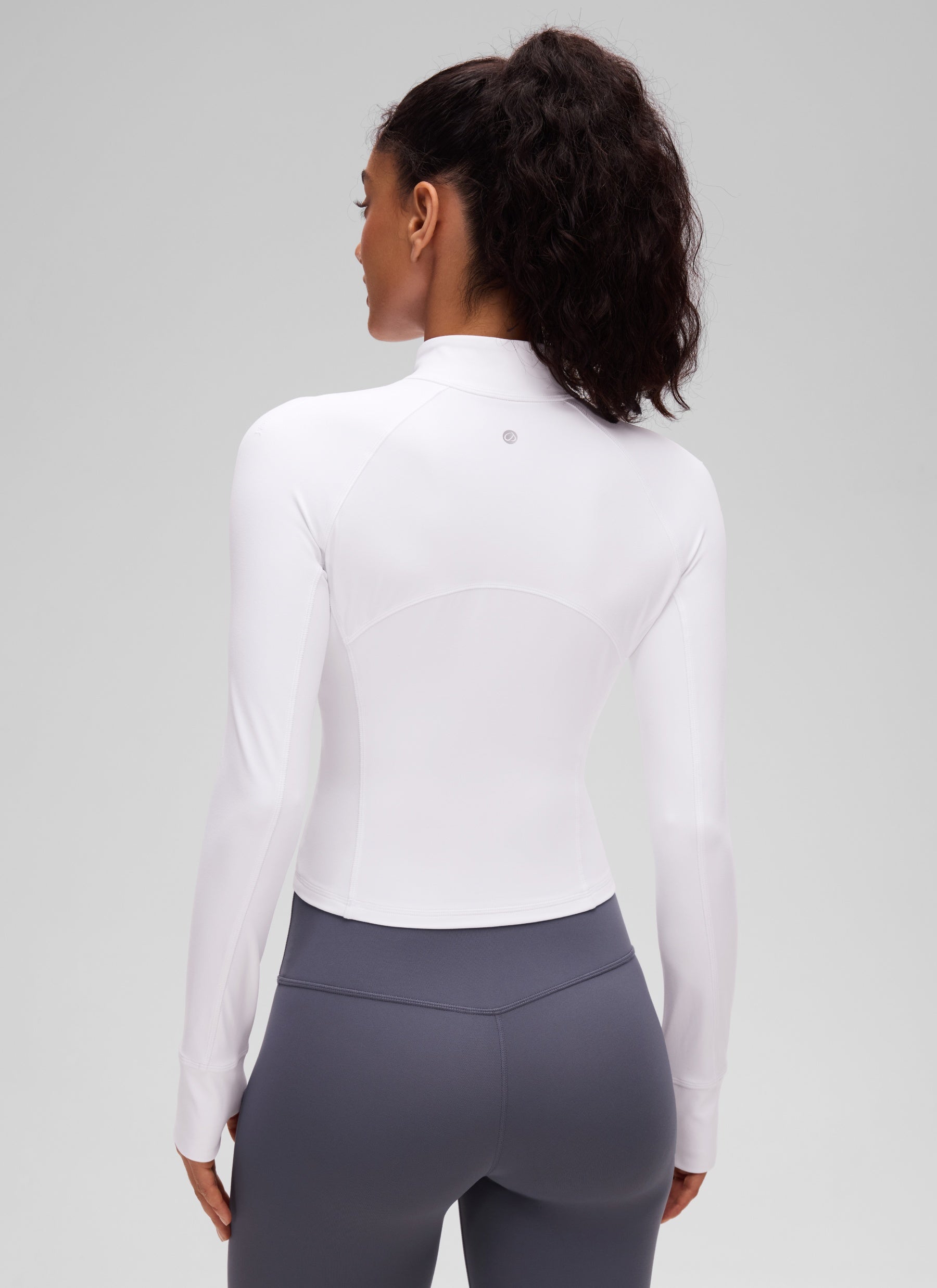 CRZ YOGA Mujer Camiseta Butterluxe con Cremallera Media blanco