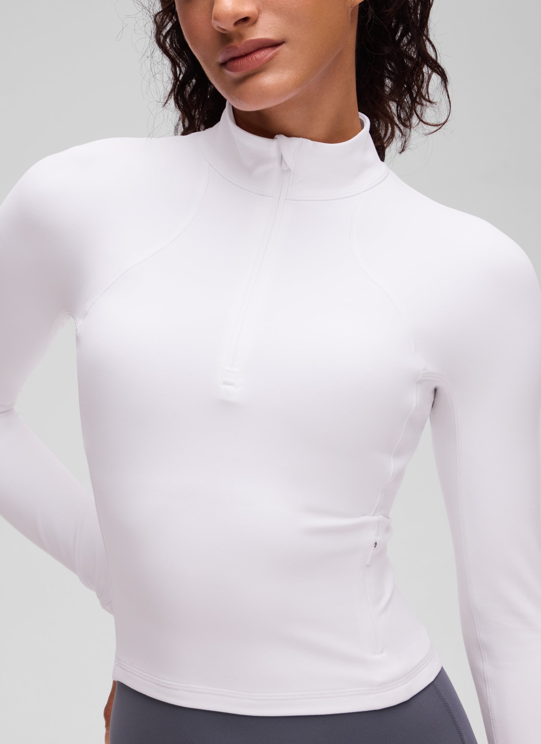 CRZ YOGA Mujer Camiseta Butterluxe con Cremallera Media blanco