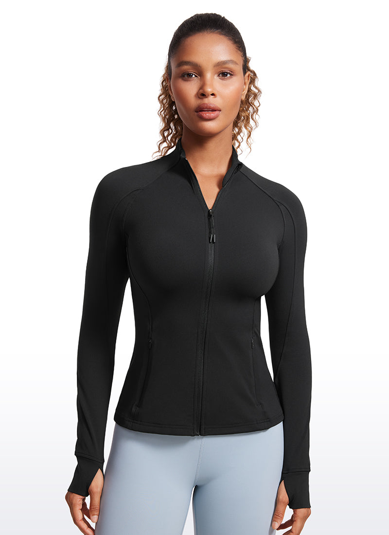 CRZ YOGA Butterluxe Chaqueta con Cremallera Completa y Manga Larga para Mujer Negro