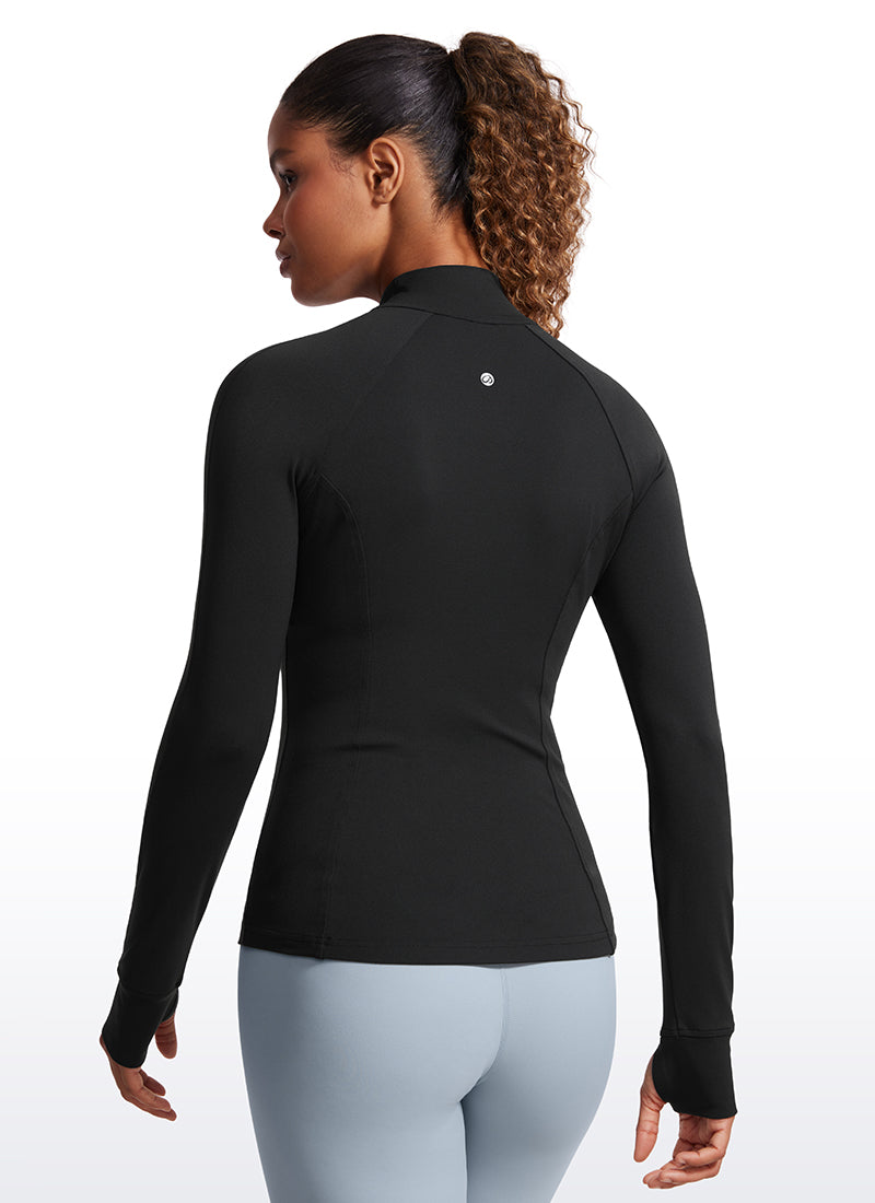 CRZ YOGA Butterluxe Chaqueta con Cremallera Completa y Manga Larga para Mujer Negro