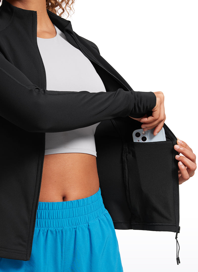 CRZ YOGA Butterluxe Chaqueta con Cremallera Completa y Manga Larga para Mujer Negro
